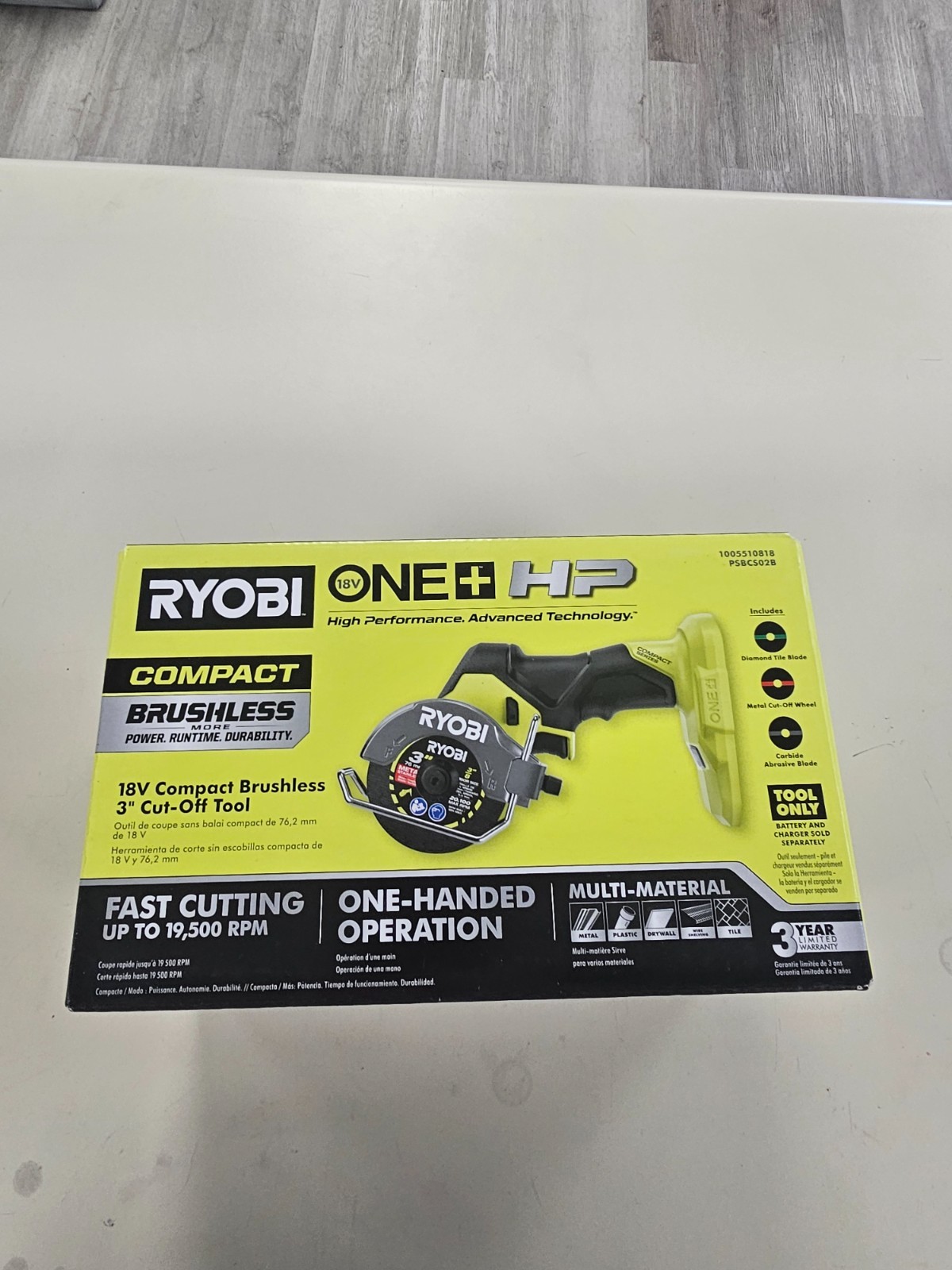 Ryobi PSBCS02B ONE+ 3" Cut-Off Tool 18V Brushless NEW TOOL ONLY