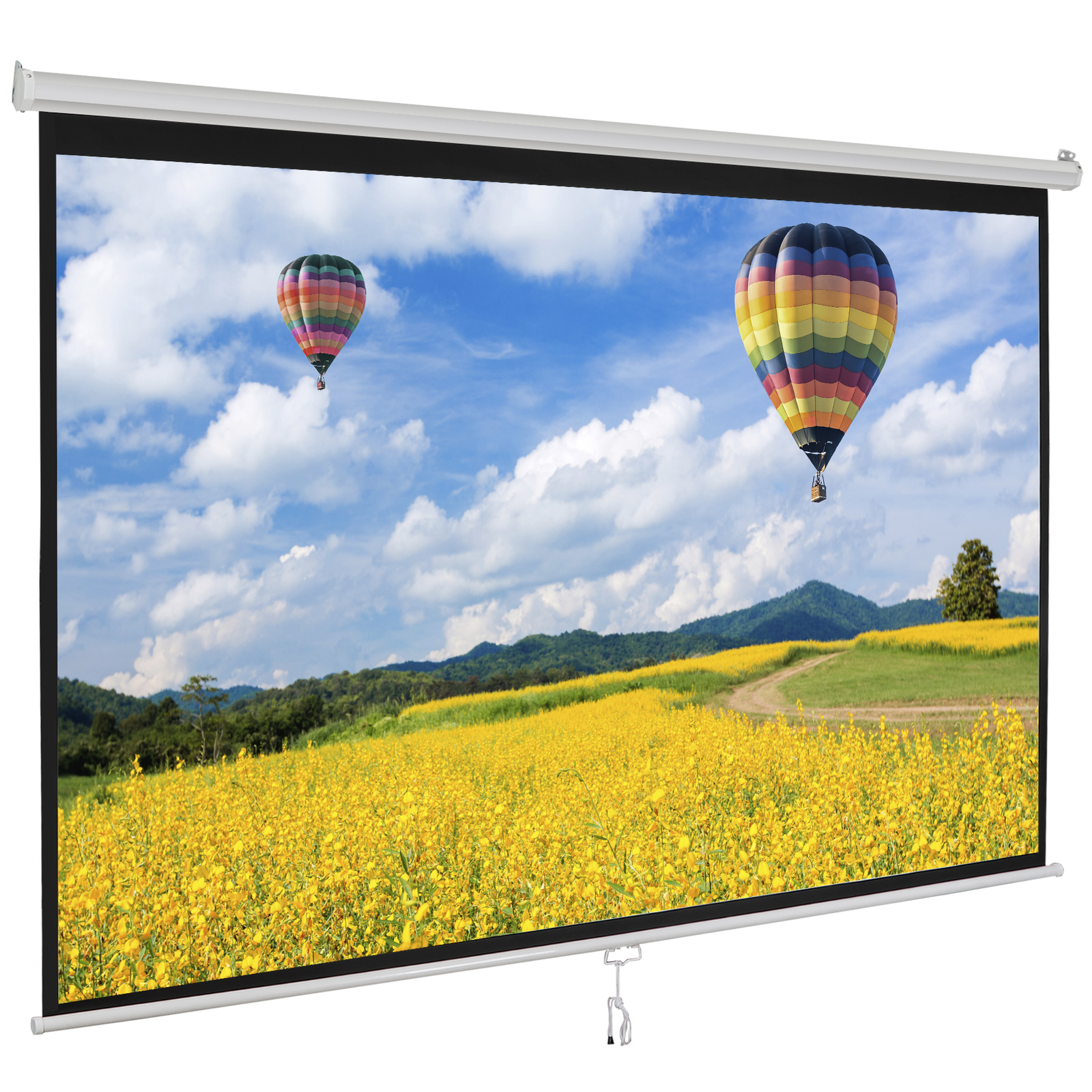 100"Manual Projection Screen Pull Down 16:10 HD Projector 4K Widescreen for Home