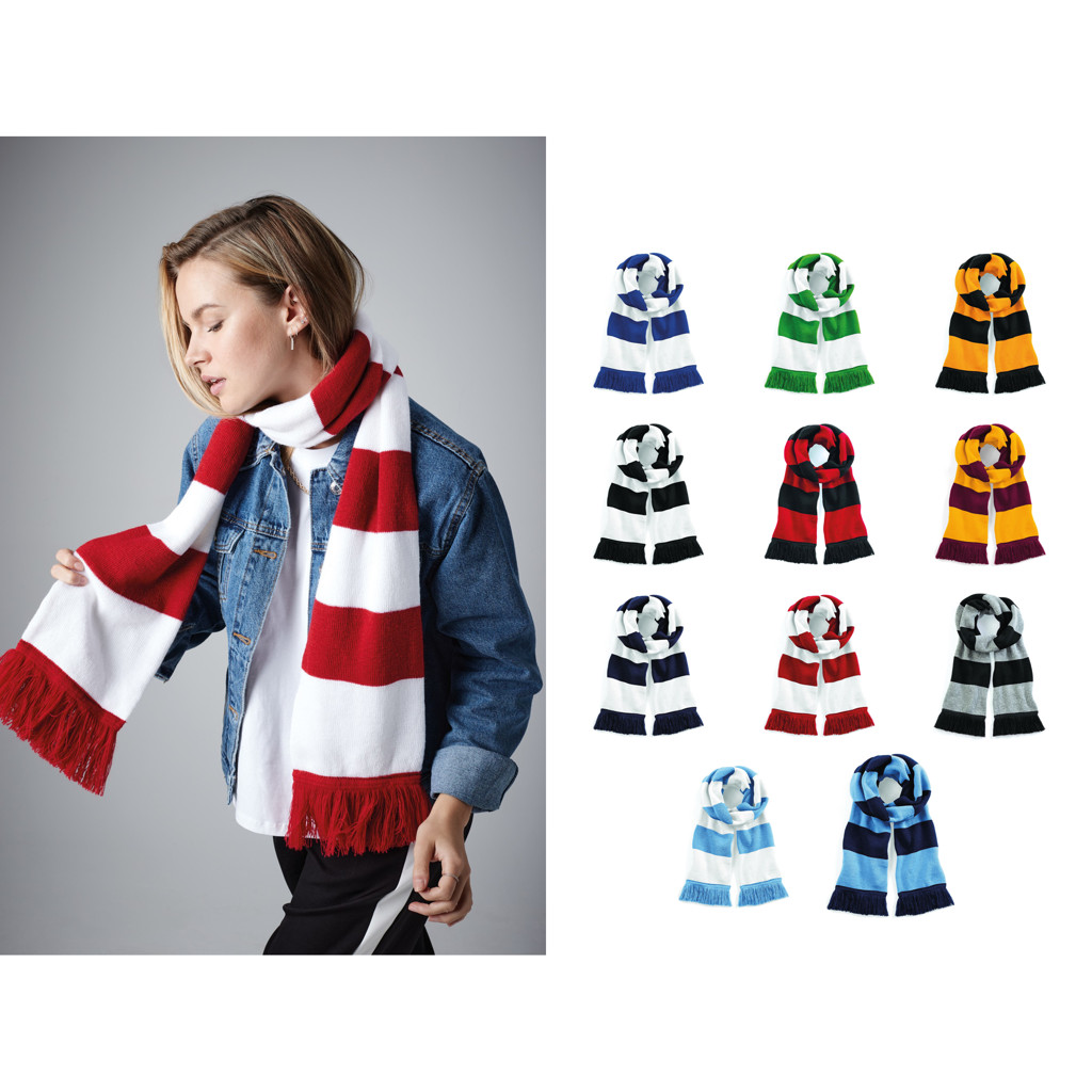 Beechfield Stadium Scarf B479 - Striped Unisex Team Winter Accessory