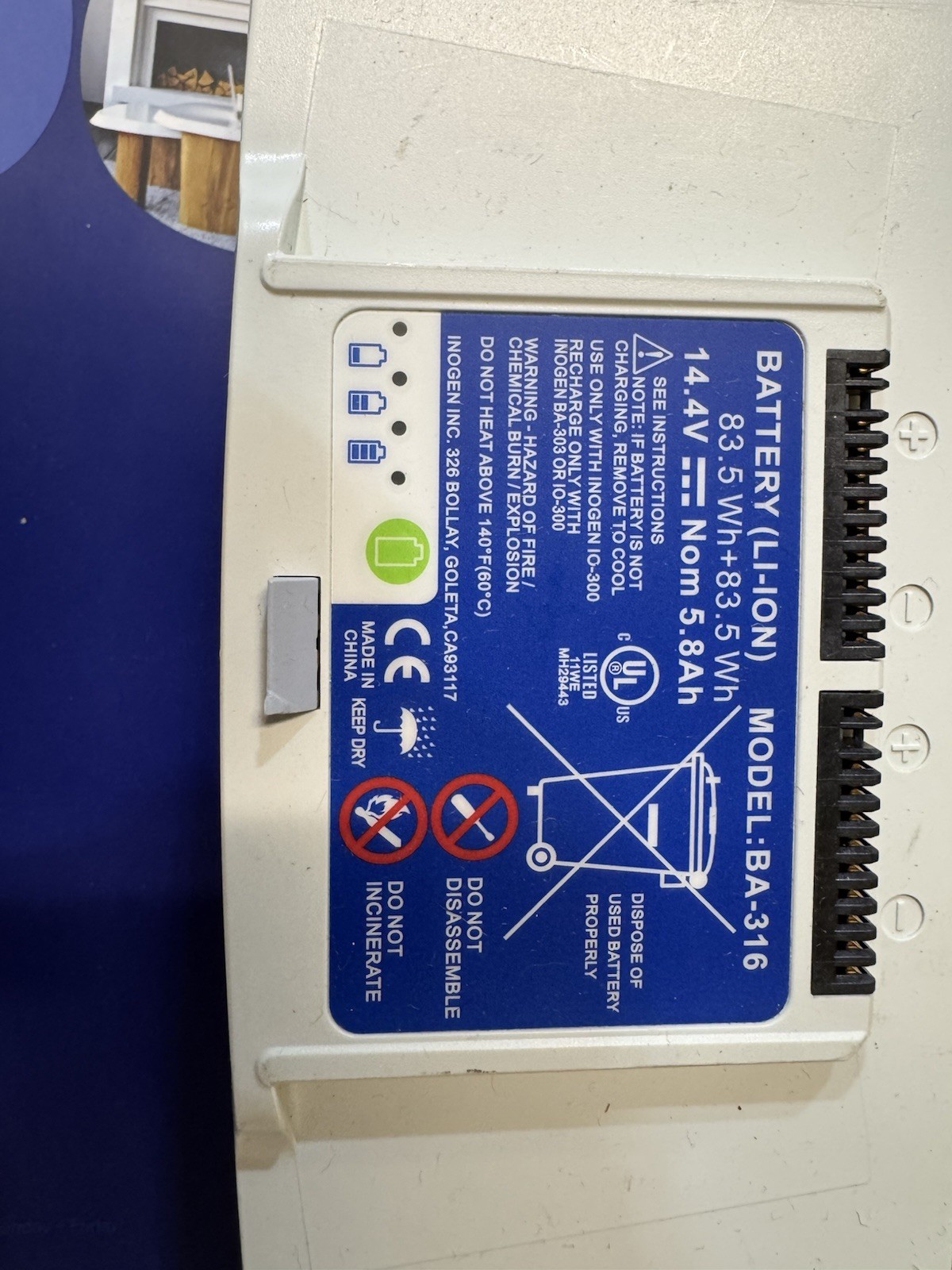 Inogen One G3 Battery  Model Ba-316