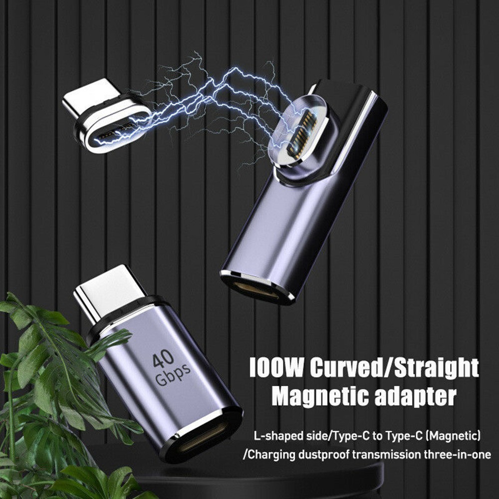 100W USB-C To Type-C Magnetic Adapter Fast Charging Right Angle Converter Cable