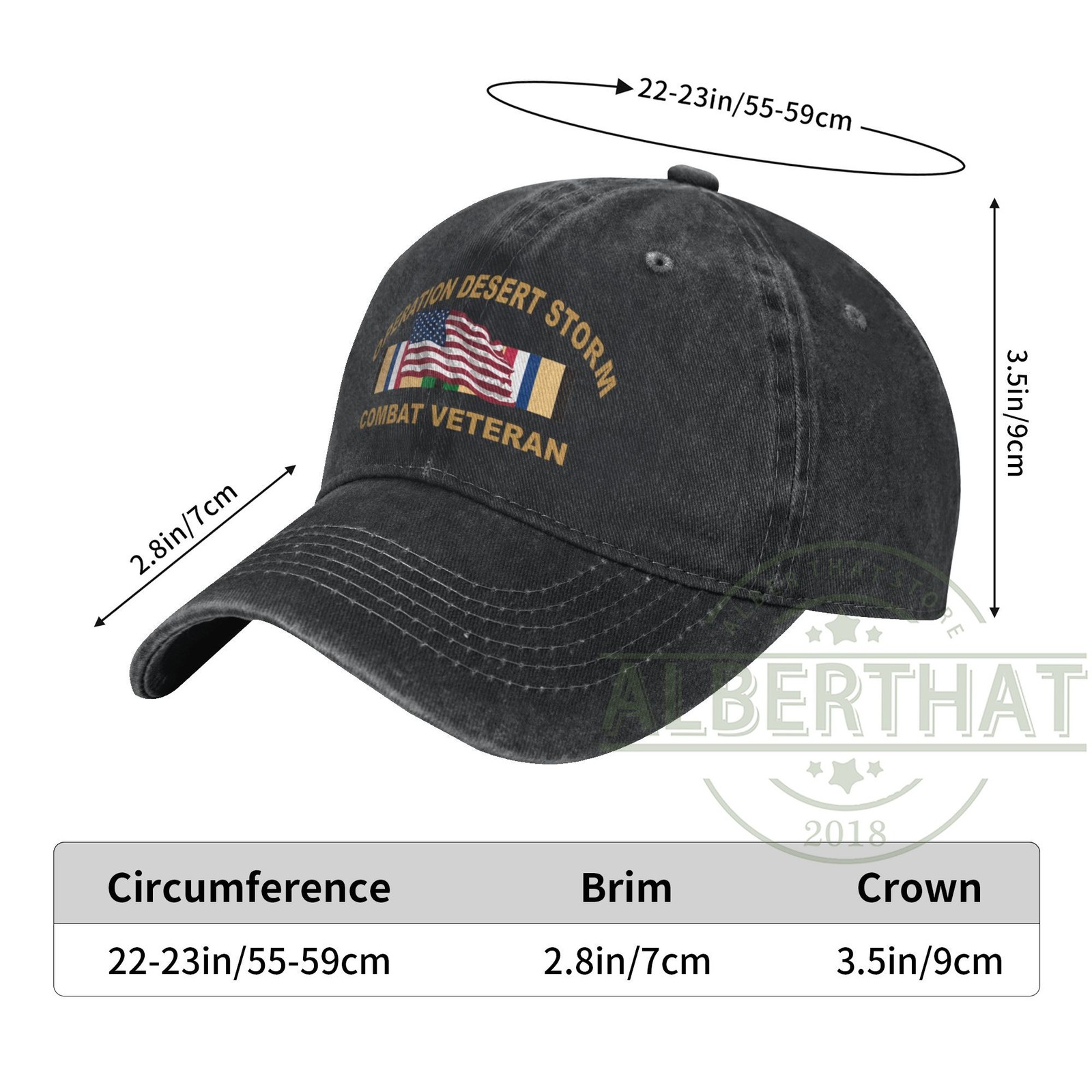Operation Desert Storm Combat Veteran Unisex Denim Hat Adjustable Baseball Cap