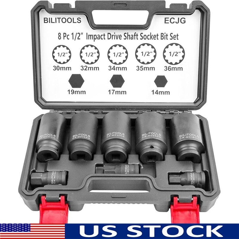 12 Point Axle Nut Socket Set 1/2 Drive Impact Deep Sockets Car Maintenance Tools