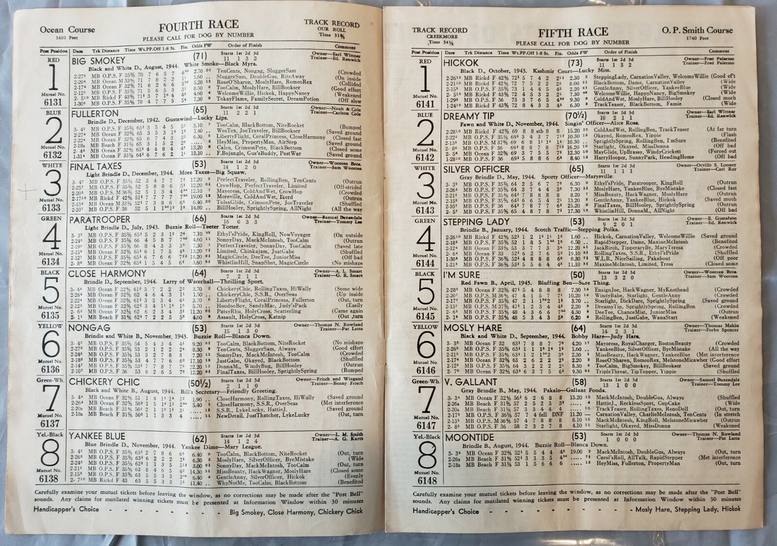 Vintage Miami Beach Dog Racing Program from March 7, 1947