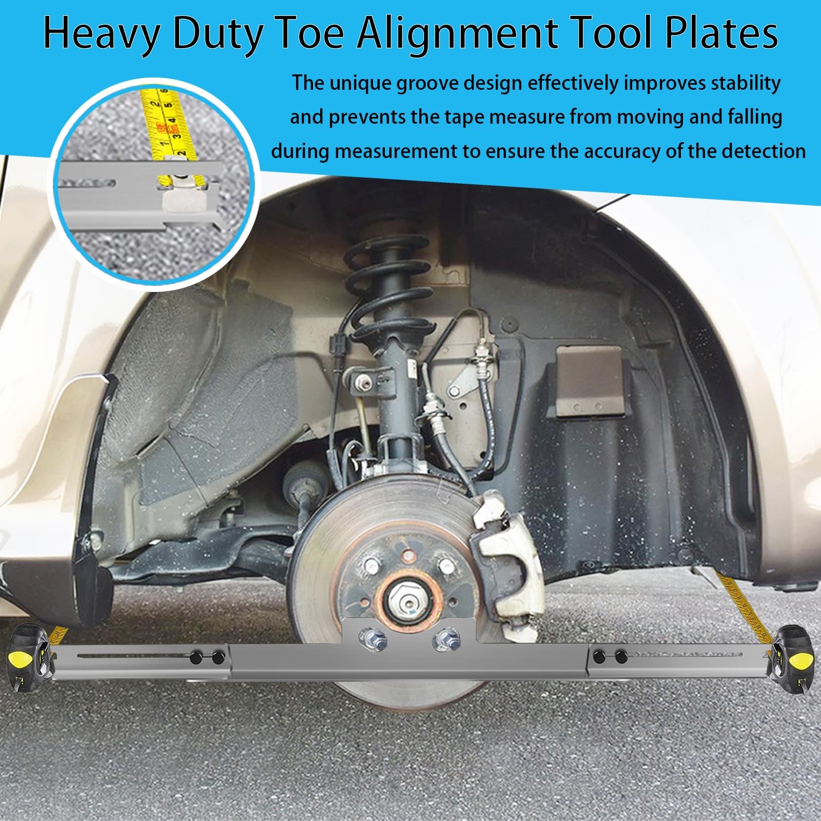 Ertuohg Wheel Alignment Tool Plates, Stainless Steel Toe Silver