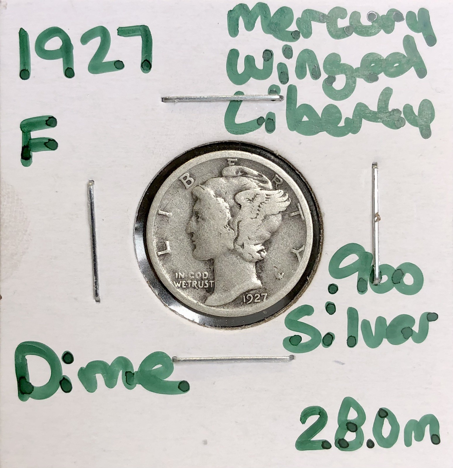 1927 Mercury Dime - Winged Liberty - .900 Silver Us Coin - Fine - 28.0m
