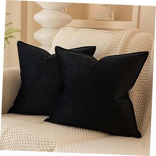 Decorative Pillow Covers 22x22 Set of 2 Throw 22" x 22" (Pack of 2) Black