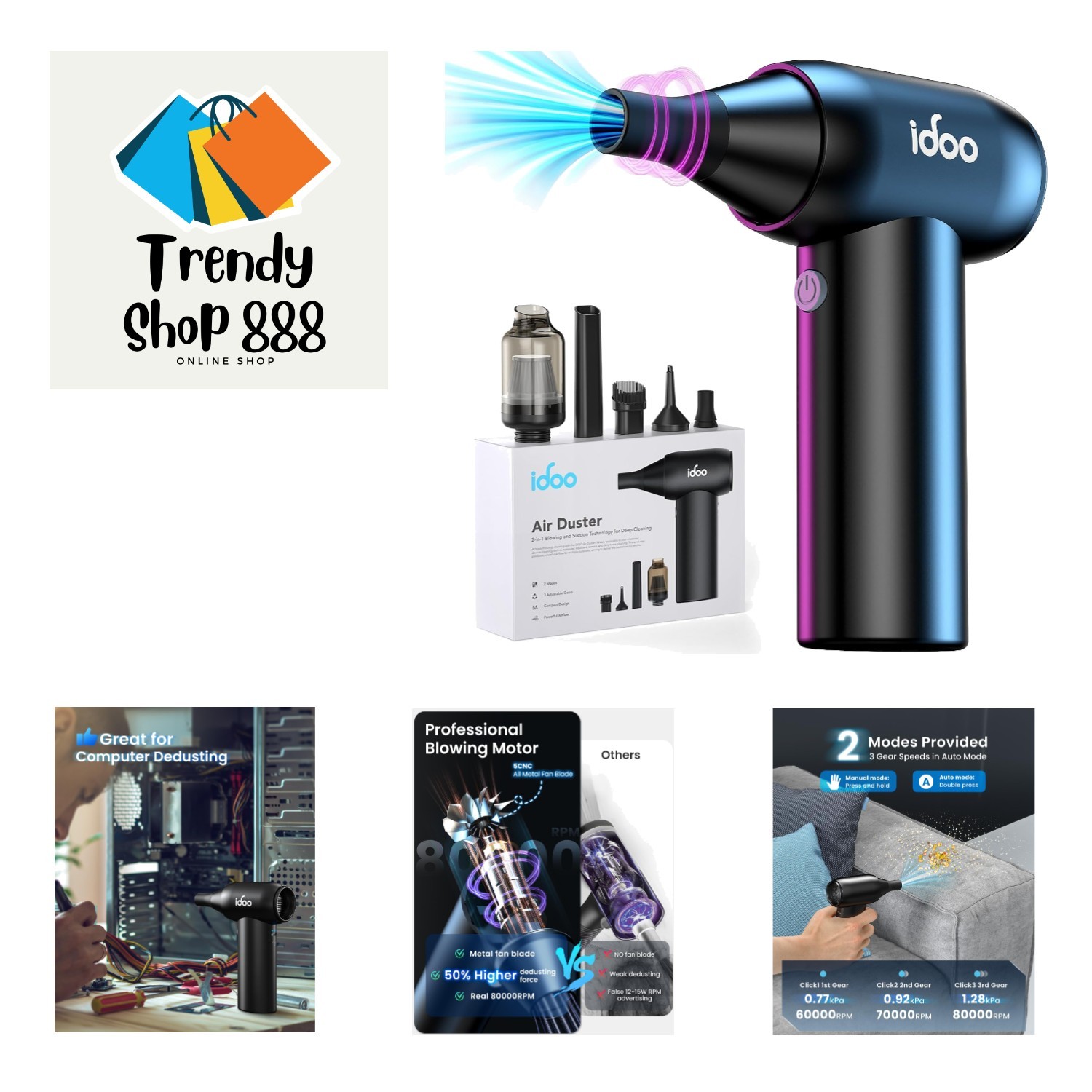 Cordless 2-in-1 Air Blower & Vacuum Cleaner - Perfect for Dusting and Cleaning