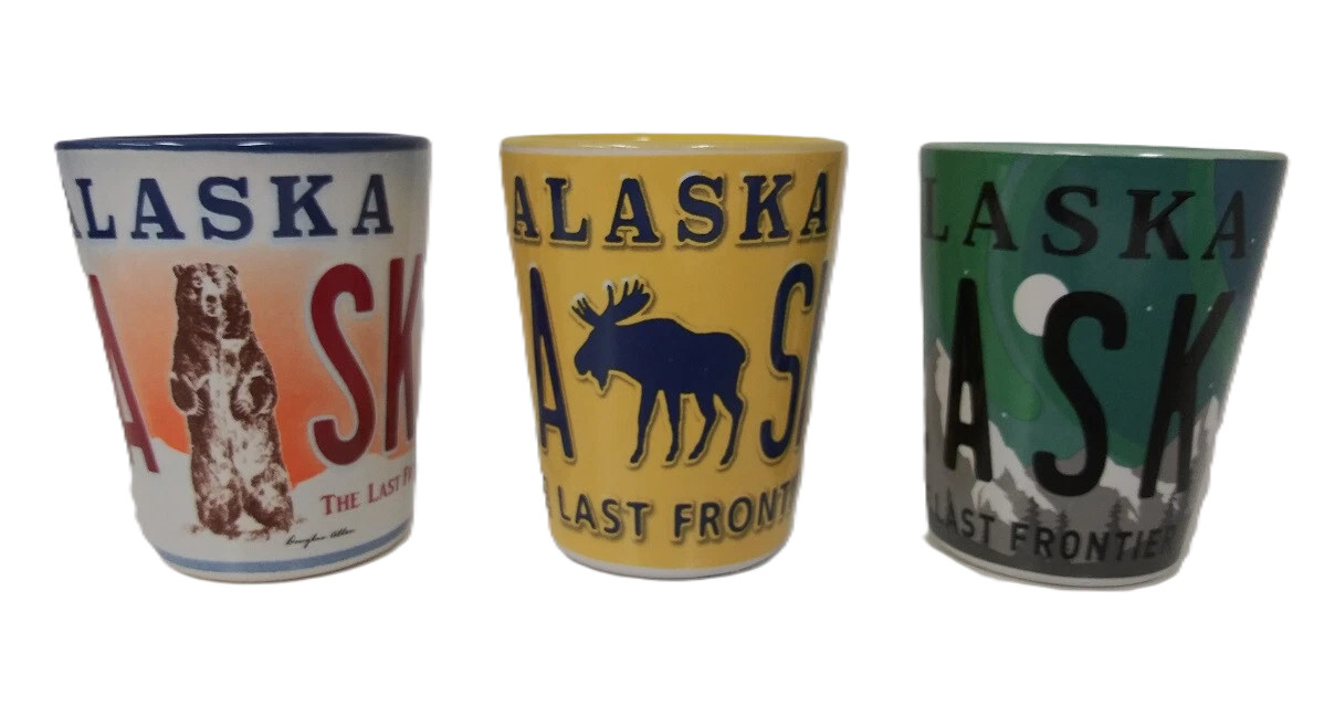 Alaska License Plate Shot Glasses 3pk Glass