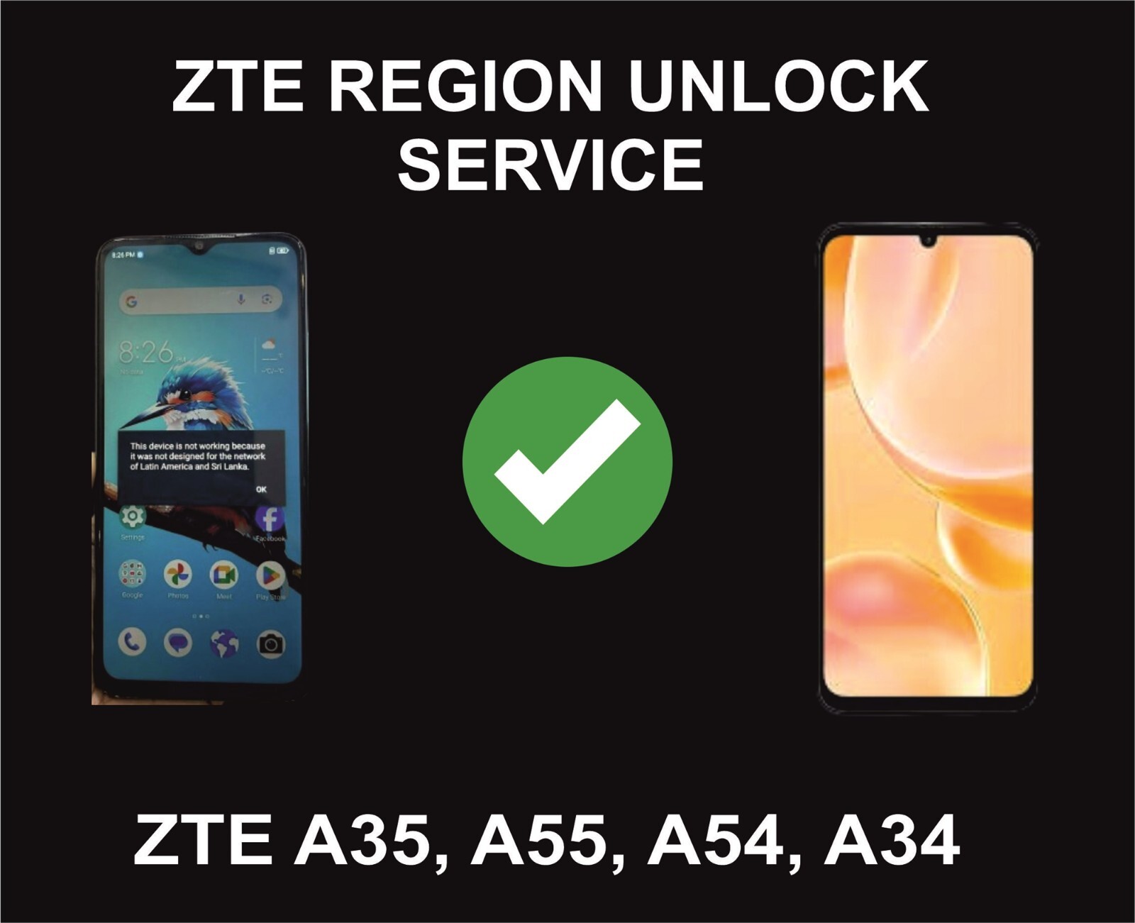 ZTE Region, Country Unlock, ZTE A35, A55, A54, A34