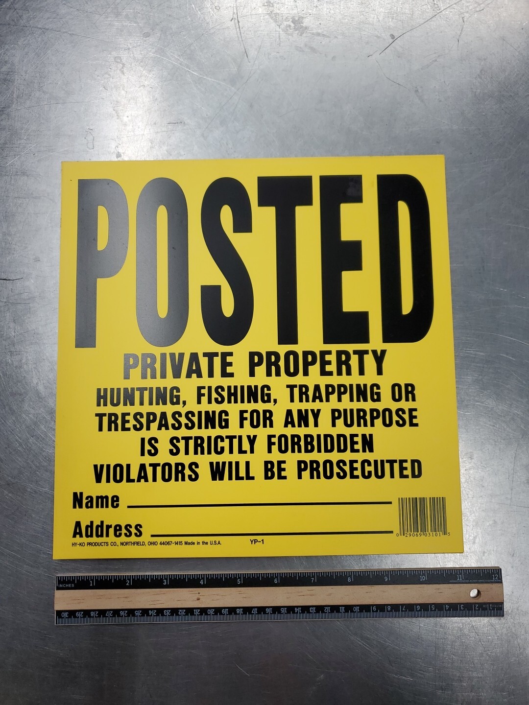 Lot of 15 Posted Private Property Outdoor Signs 11" x 11" Yellow