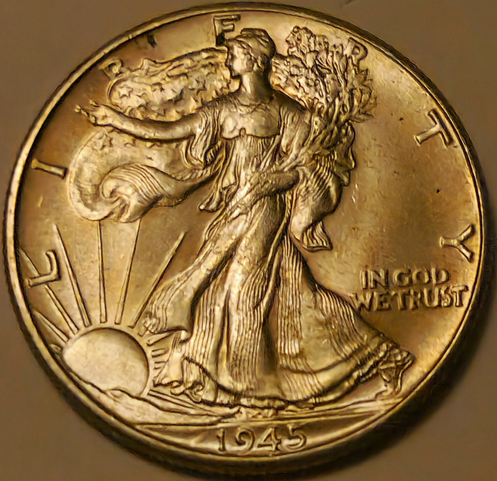 1945 Walking Liberty Half Dollar • MS • Philadelphia • Toned