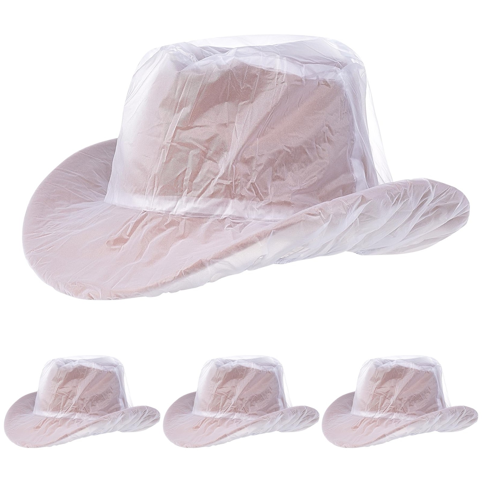 Cowboy Hat Rain Covers Plastic Waterproof Cover for Dust One Size, White