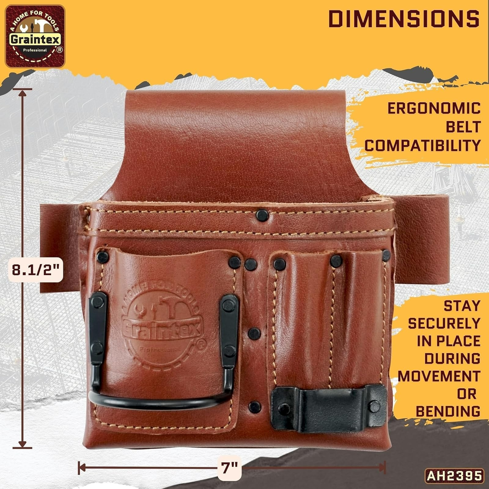 Graintex Ambassador Multi Tool Pouch - Leather Tool Belt for Professionals
