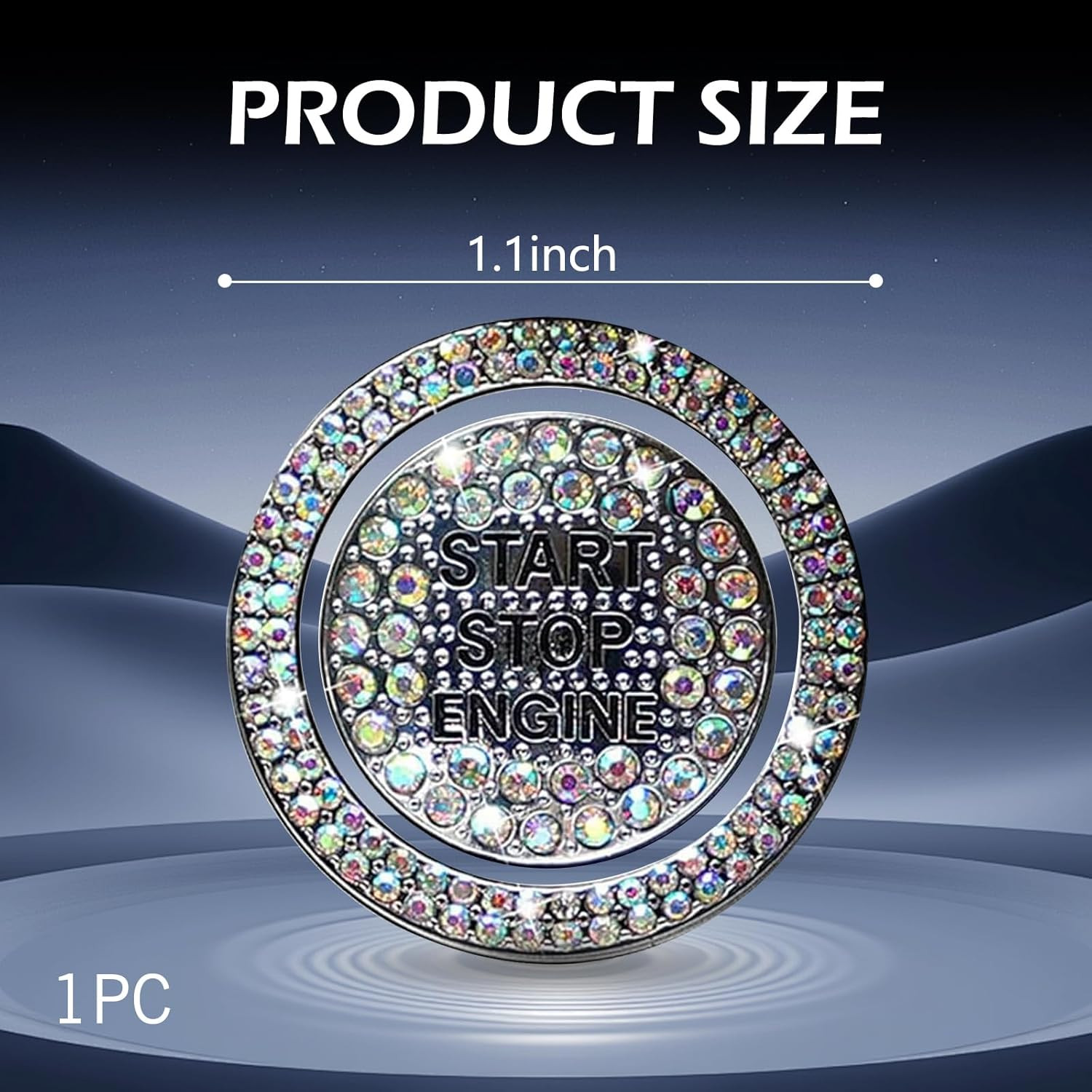 Bling Car Engine Start Button Cover, Sparkling Diamond Push Start Button Decorat