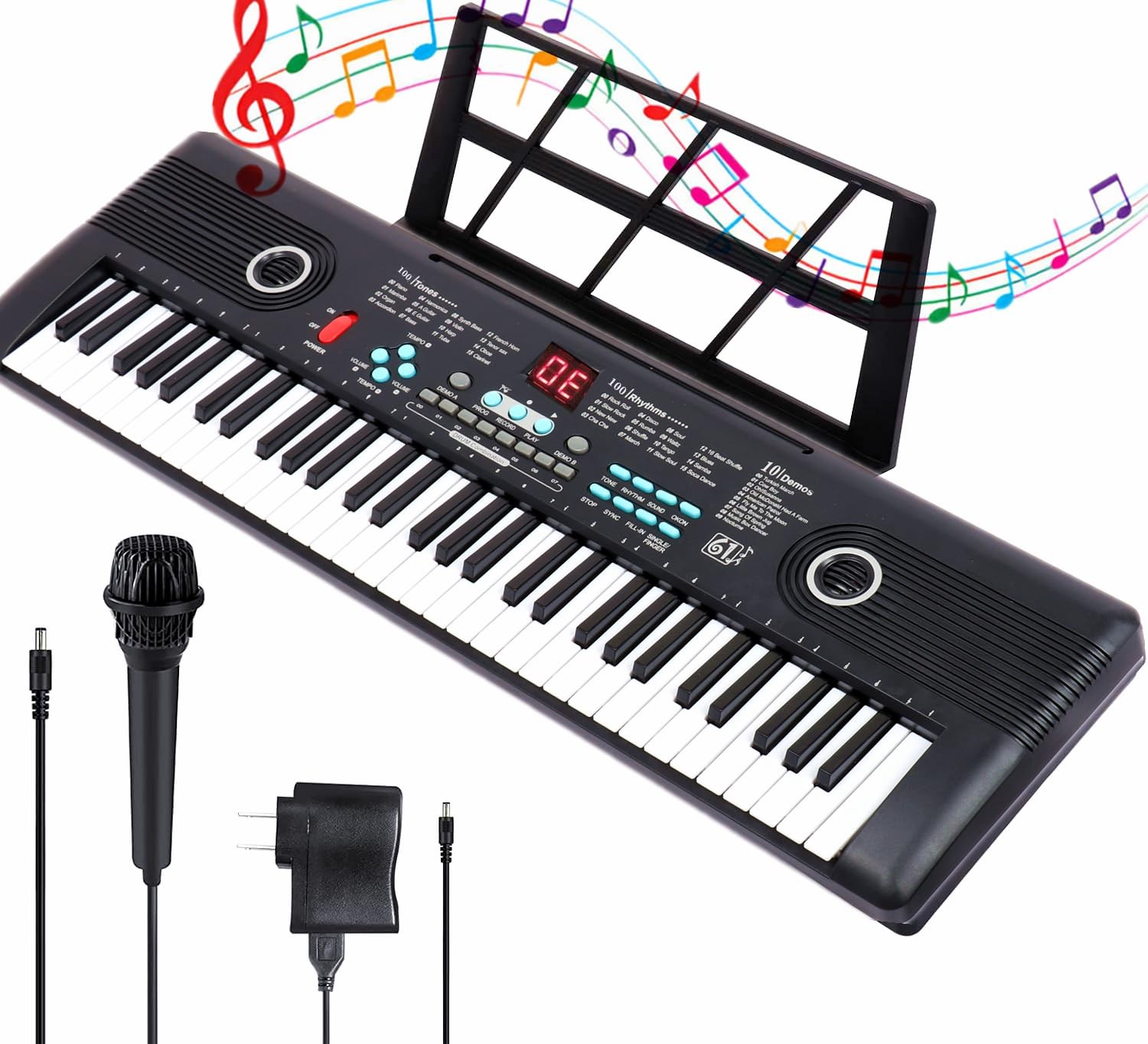 Keyboard Piano 61 Key Music Electric Piano For Kids Beginner W/Dual Speaker M...
