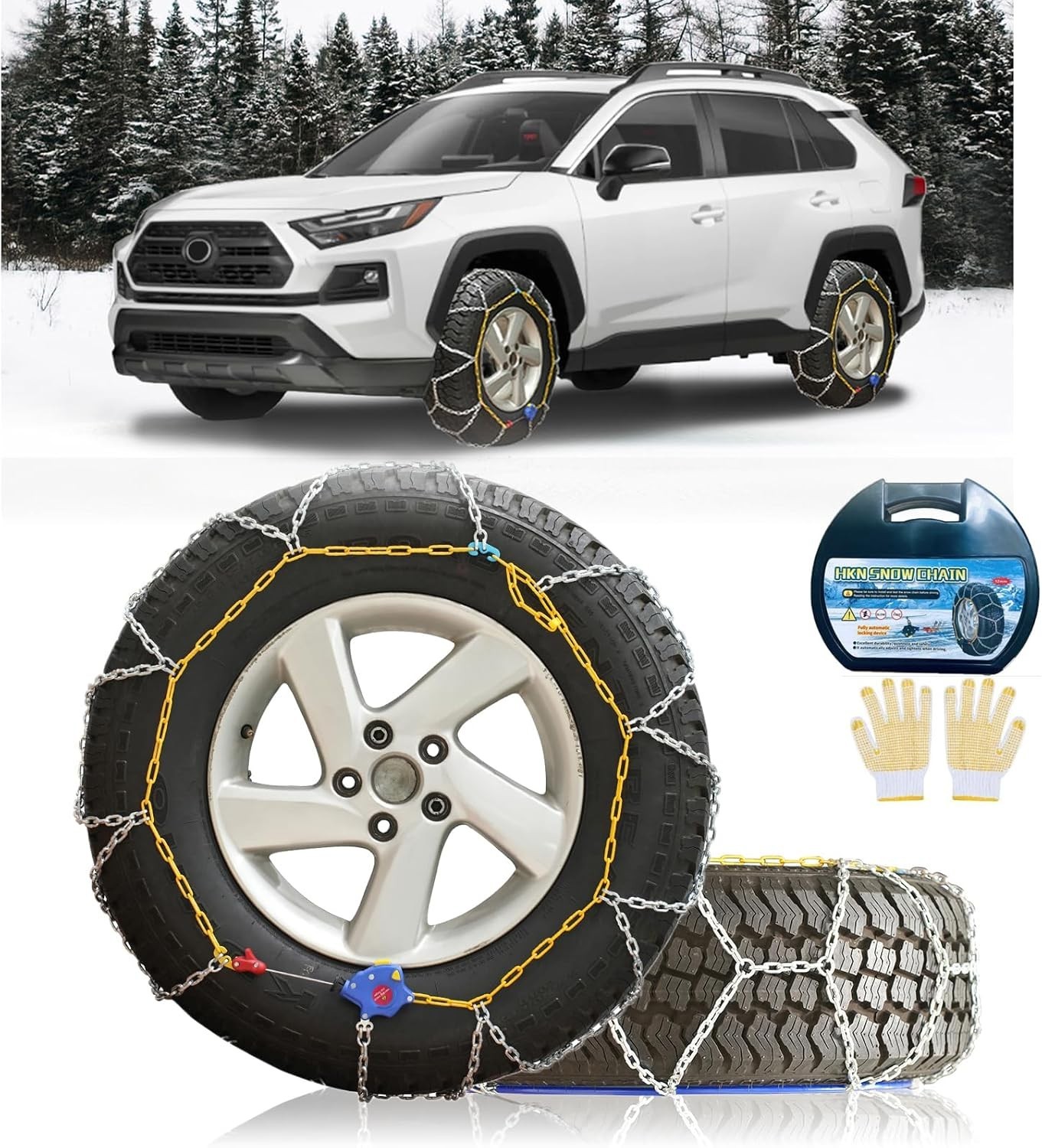 Snow Tire Chains HKN-110 Quick Fit Auto Fix Passenger SUV Set 2