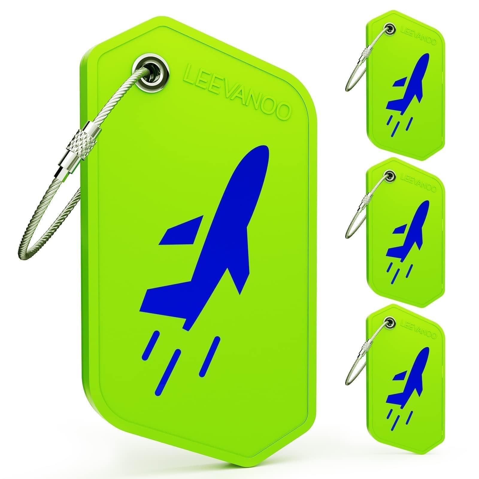 4 Pack Silicone Luggage Tags, Privacy Protection, Flexible Durable with Stain...