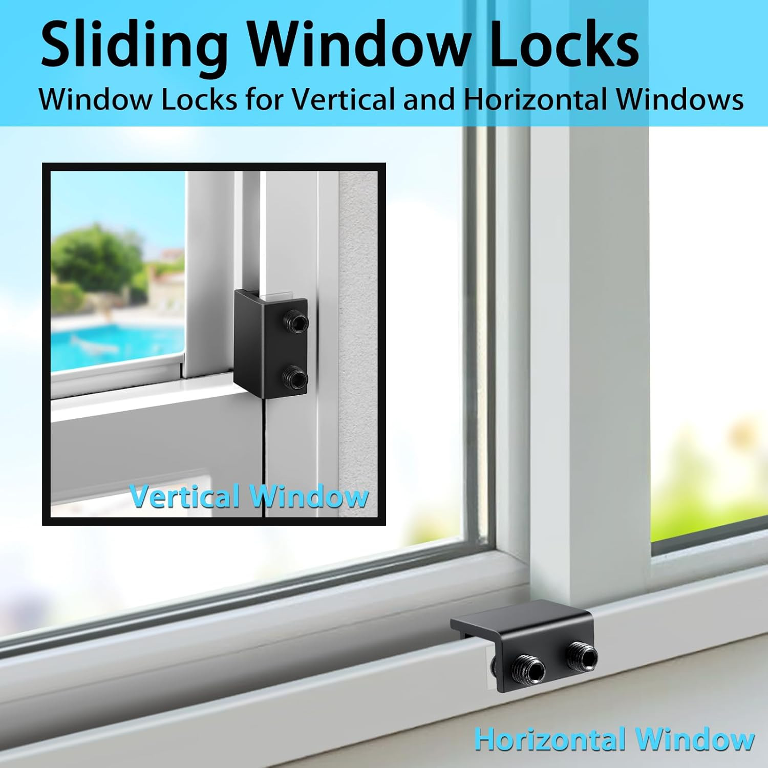 ZRFCXE Window Locks,4 Pack Sliding Window Locks with Key for Vertical & Horizont