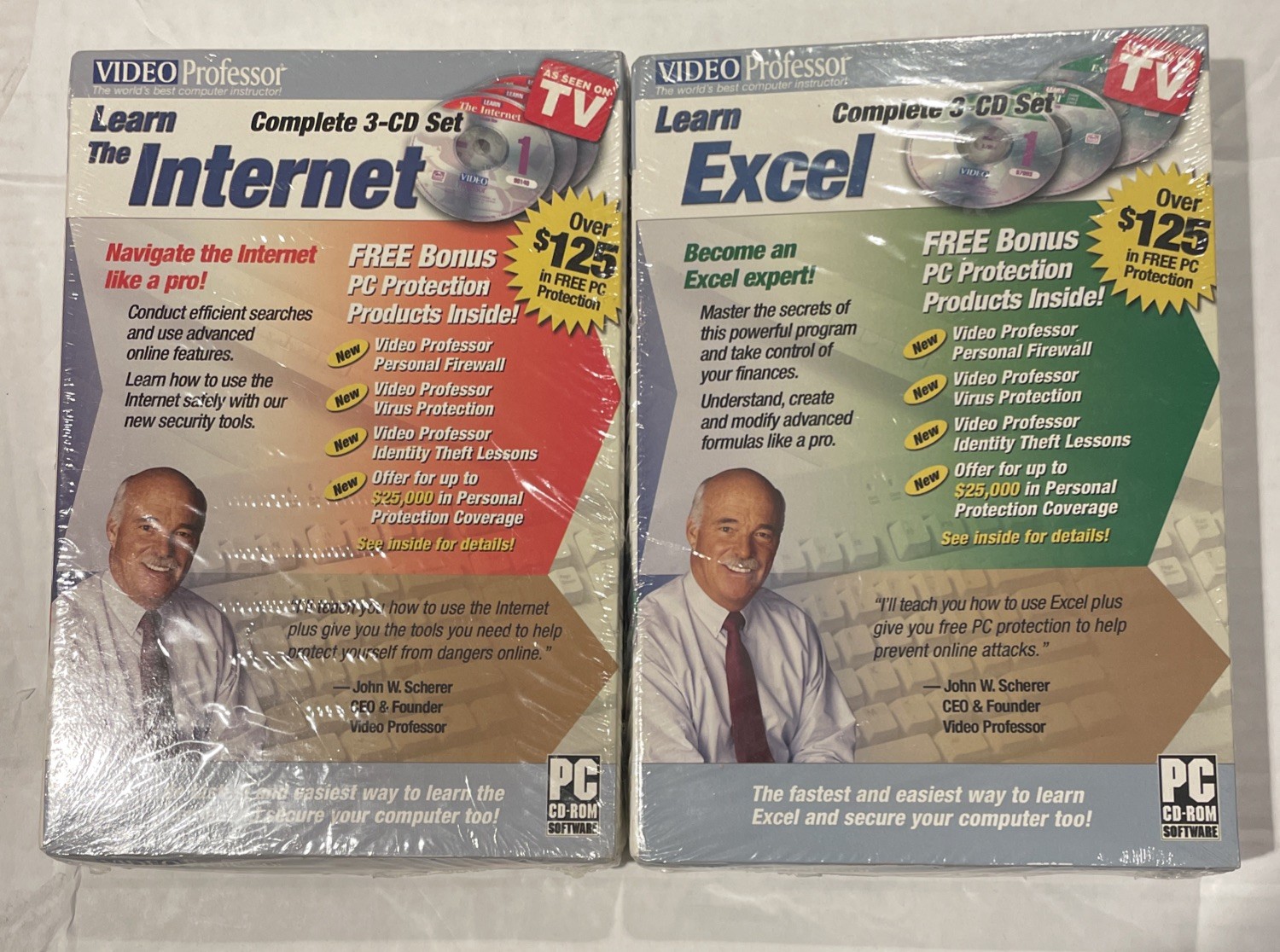 Video Professor Learn The Internet & Excel PC Software On Two CDs. NEW