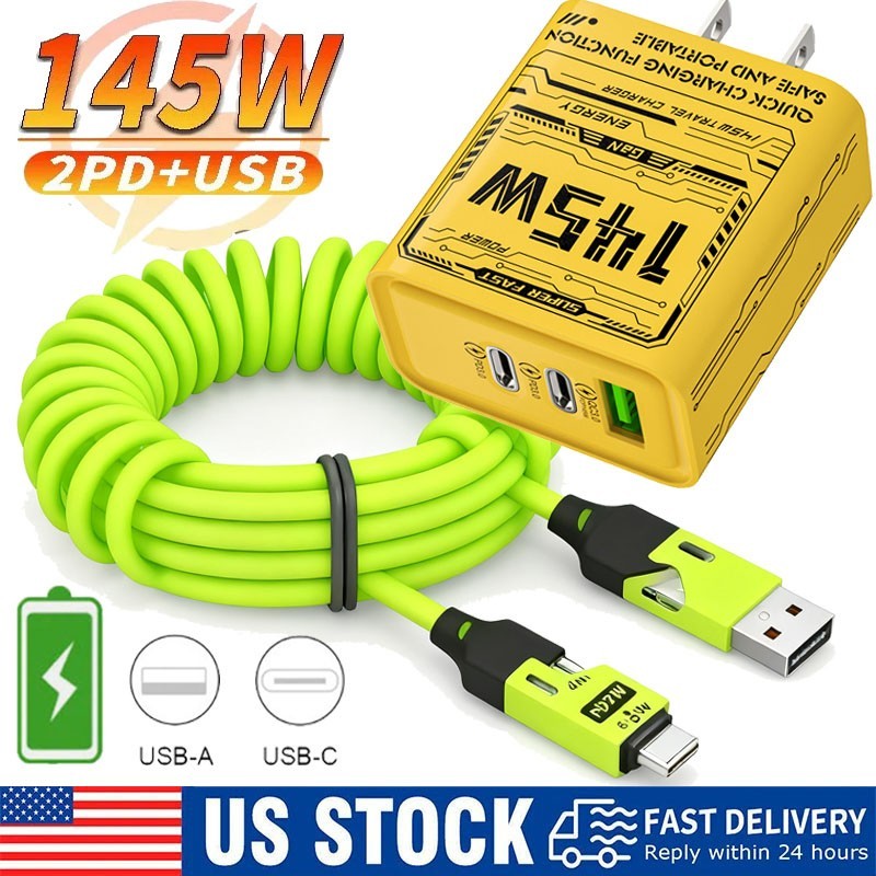 145W Fast Type C Wall Charger , 4-In-1 100W Super Fast Cable For Cell Phone iPad