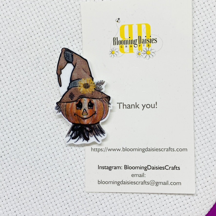 Magnetic Needle Minder Keeper Cross Stitch Fall Scarecrow / Fridge Magnet