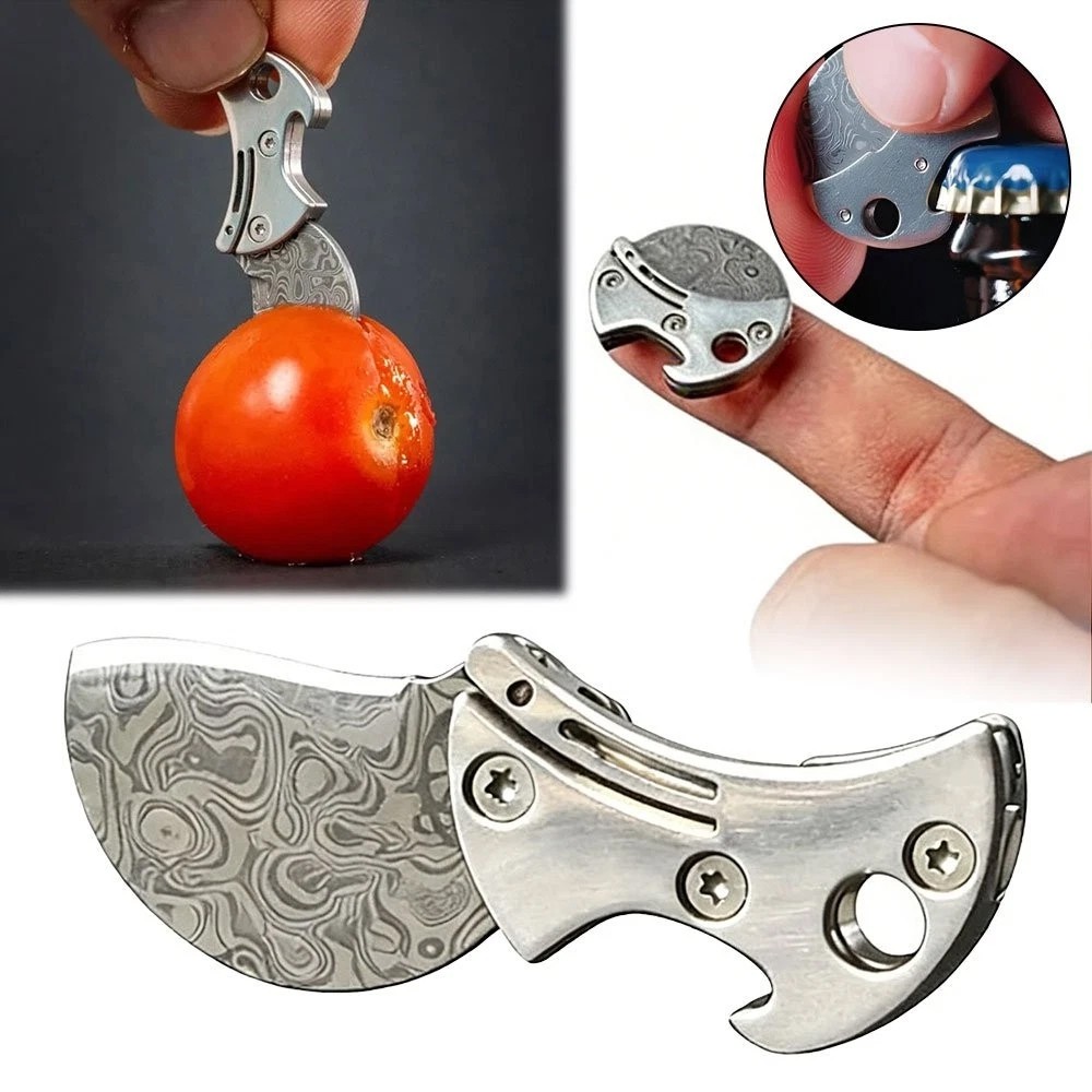 2-in-1 Foldable Bottle Opener , Mini Titanium Compact Bottle Opener & EDC Cutter