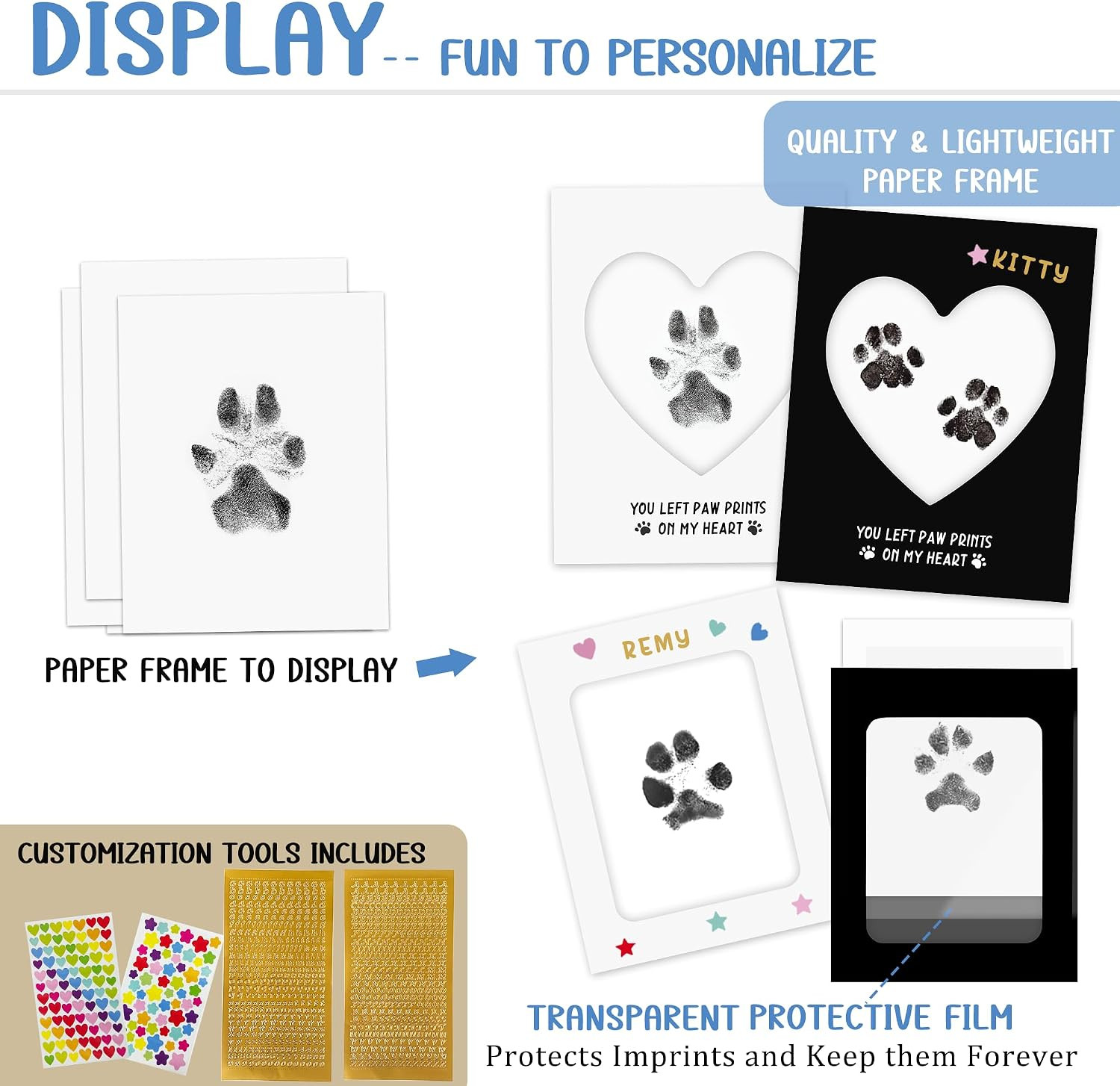 Paw Print Keepsake Kit - Inkless Stamp Pad & Frame for Pets