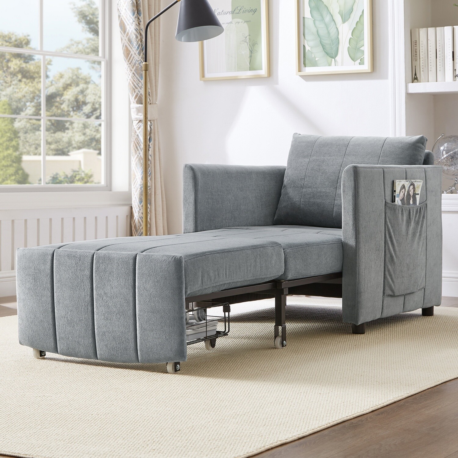 Convertible Sleeper Sofa Bed Single Sofa Bed Folding Sofa Bed w/ Pull Out Bed
