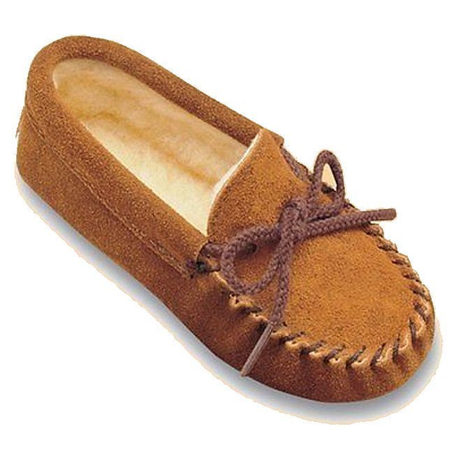 Minnetonka Childrens 2363  Brown Suede Pile Lined Softsole Moccasin 7M New