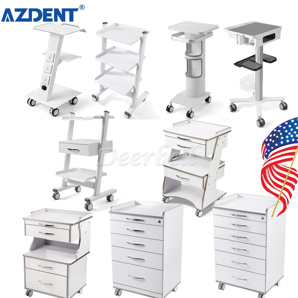 Dental Multi-Function Mobile Cart with 3/4/5 Drawers Medical Rolling Cart