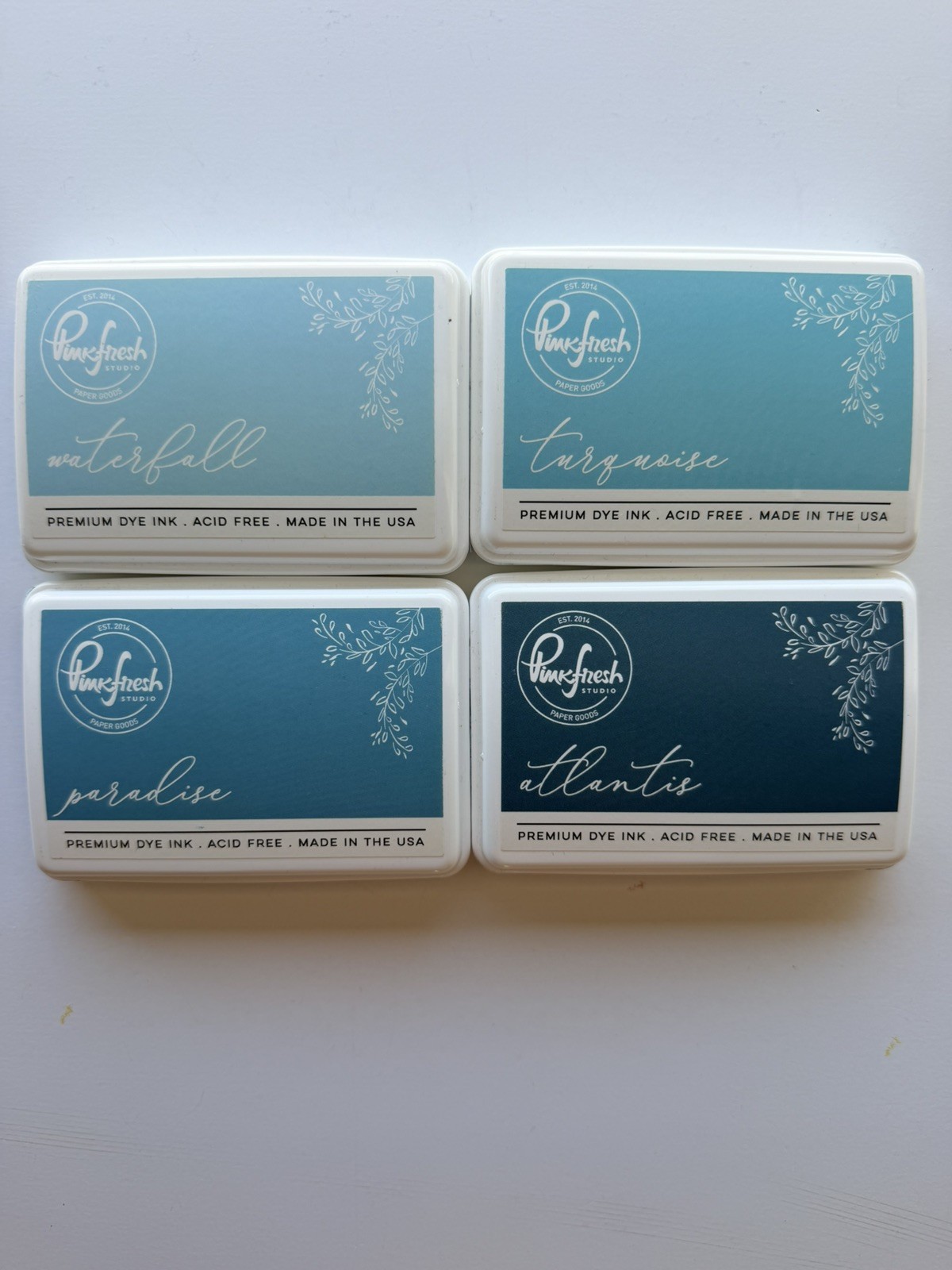 Pinkfresh Studio Full Size Ink Pads GENTLY USED Shades of Turquoise