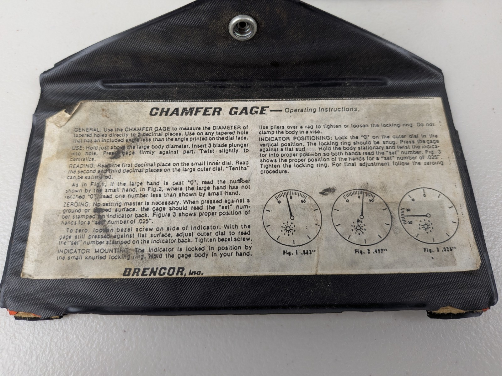 Brencor Chamfer Chek Check 1090 Measuring Gage Dial Indicator