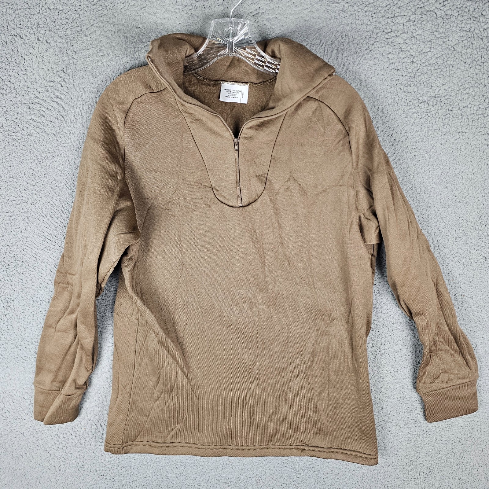 US Army Military Cold Weather Undershirt Mens M Fleece Lined Long Sleeve 1/4 Zip