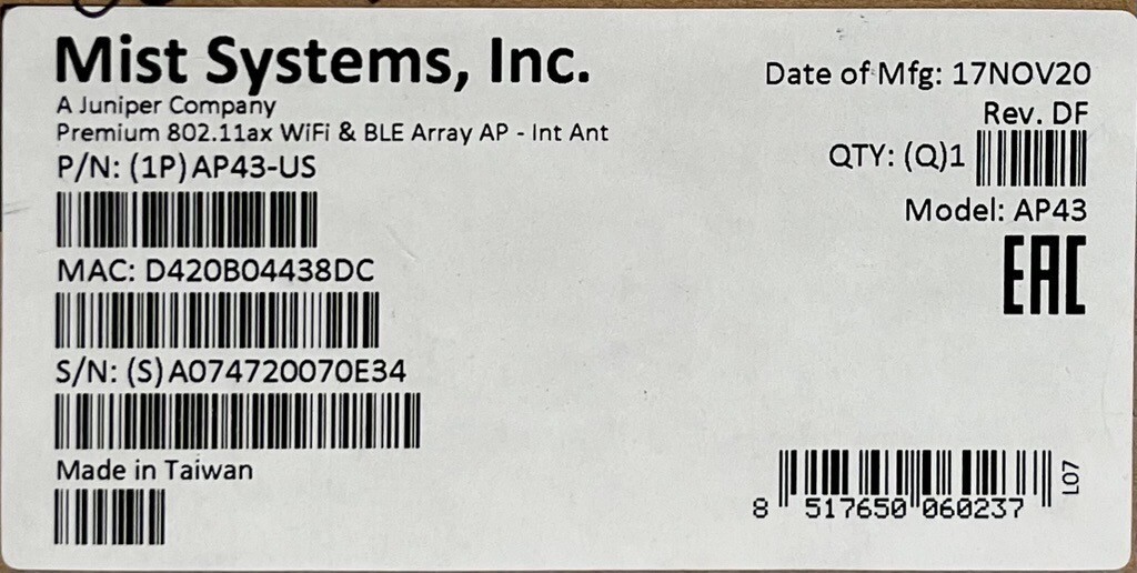 NEW-Mist Systems AP41 Internal Antenna Wireless Access Point w/bracket AP41-US