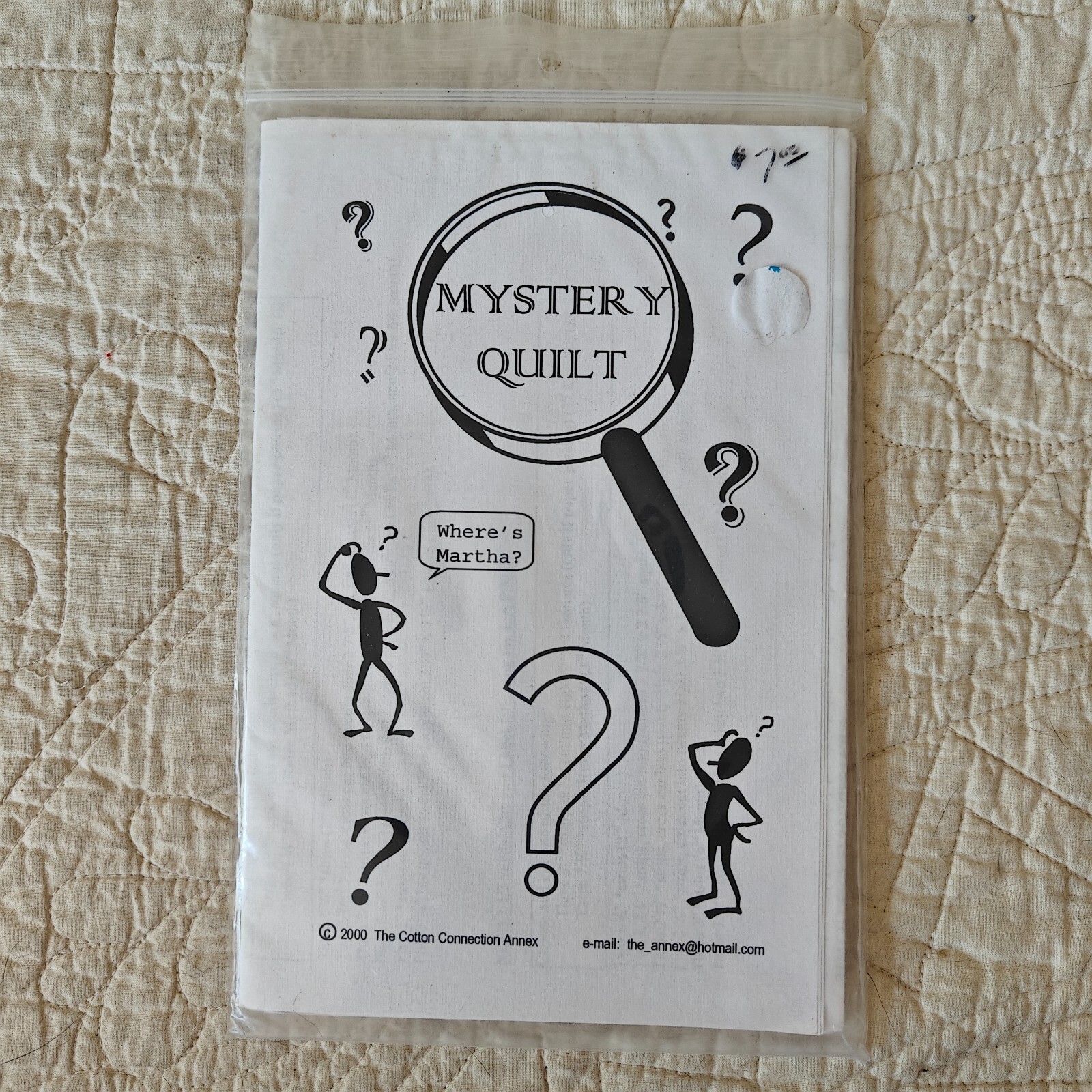 2000 Vtg "Mystery Quilt" Large 44x72 Pattern & Template by The Cotton Connection