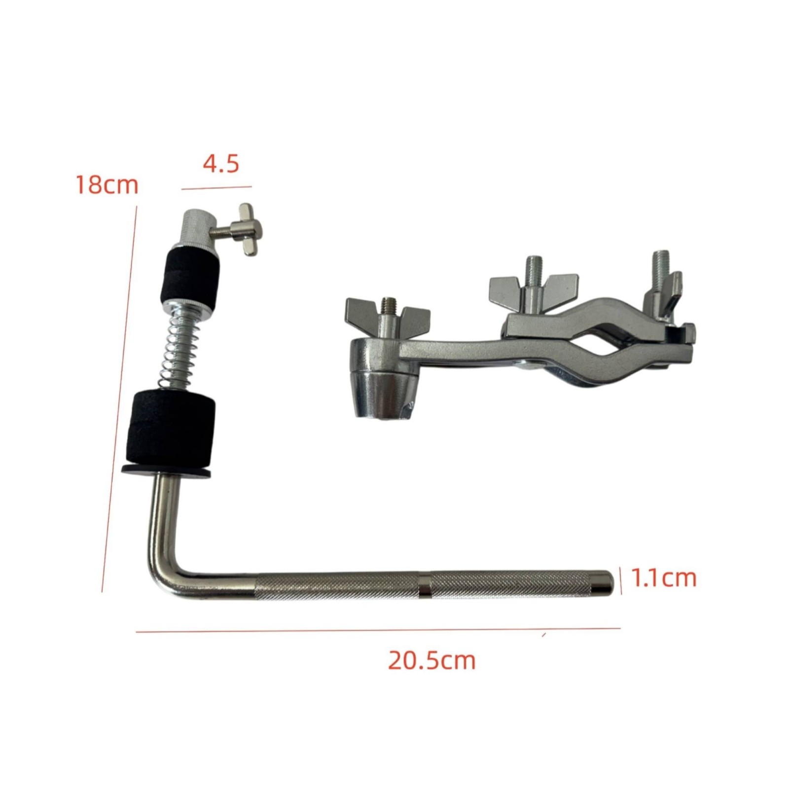 Drum Hardware Extension Clamp Knurled Drum Clamp with L-Rod Adjustable for