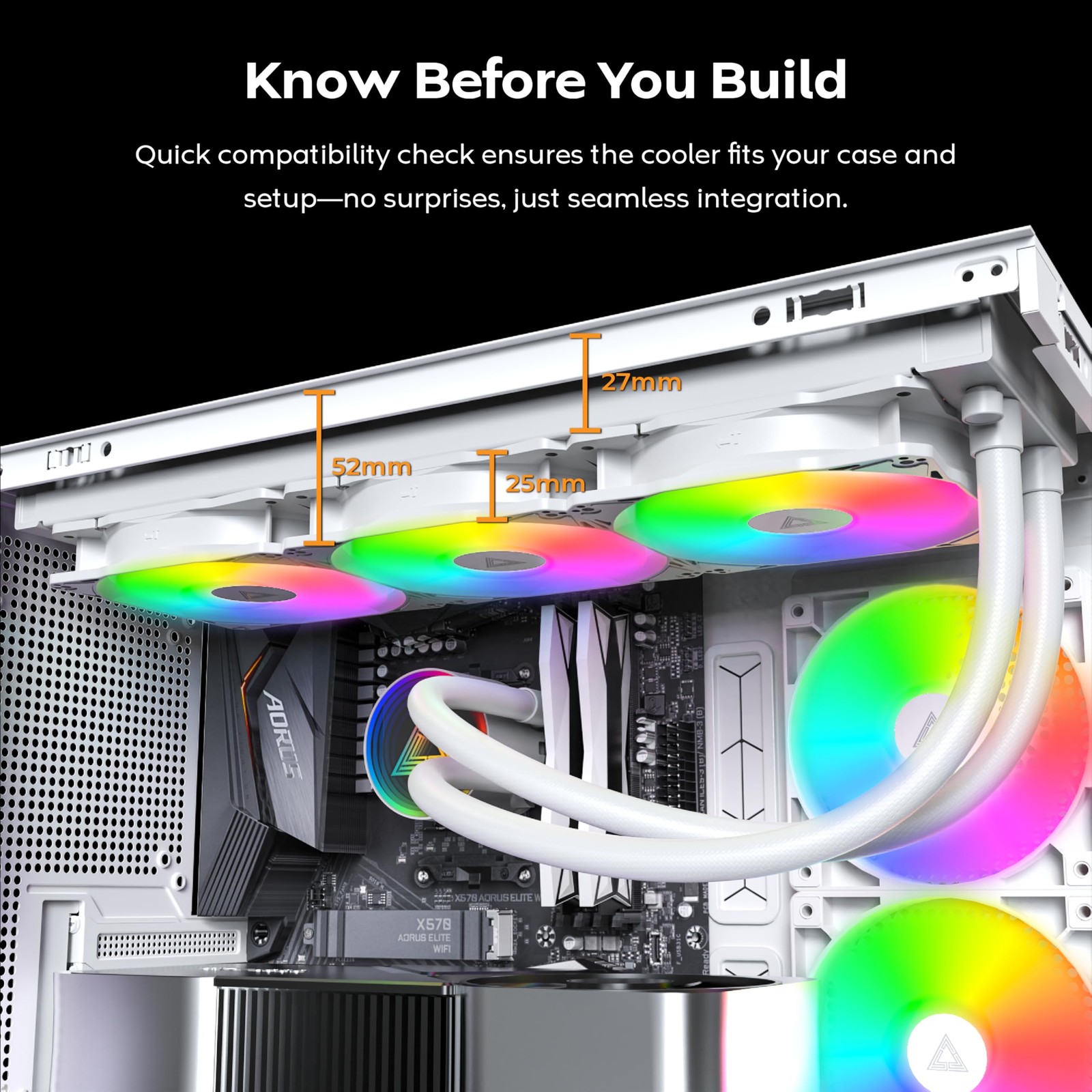 MONTECH LightFlow ARGB 360 CPU Liquid Cooler, 360mm AIO with Infinity Mirror Des
