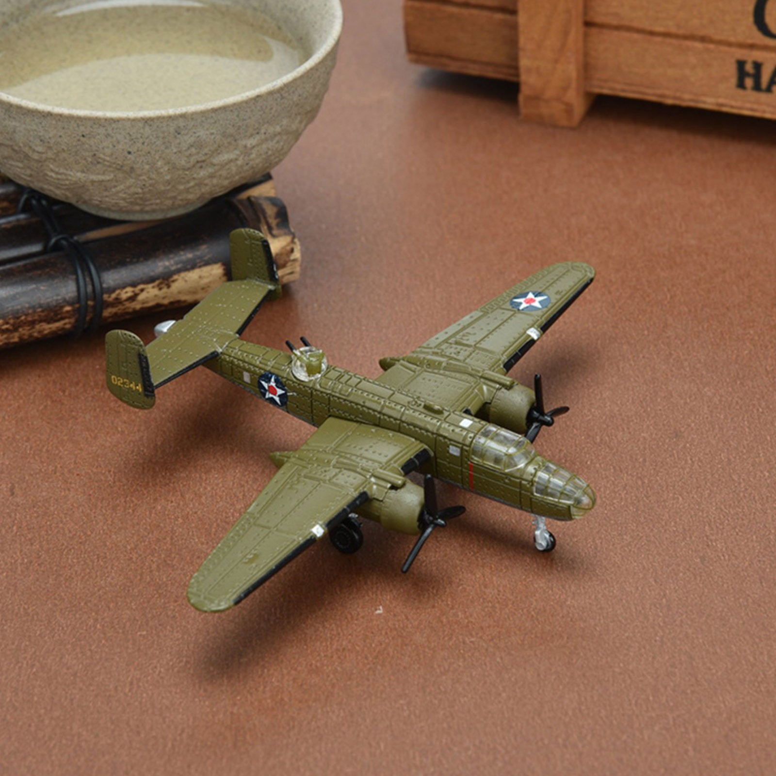 1PCS 1:200 Scale WWII US B-25 Mitchell Bomber Model Finished Model Decor Model