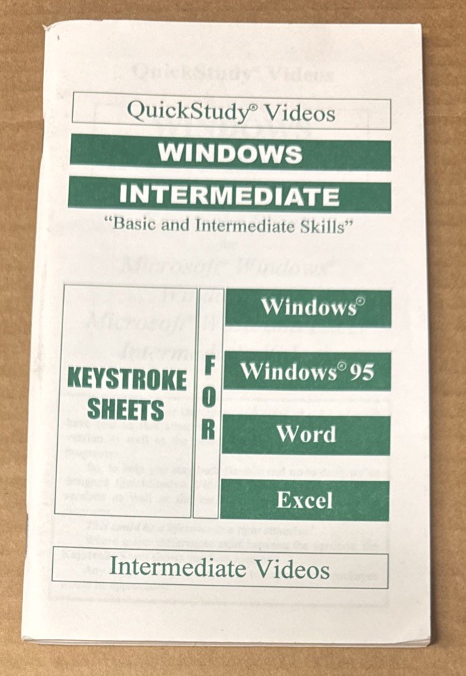 QuickStudy Videos : Windows Intermediate “Basic & Intermediate Skills” (Booklet)