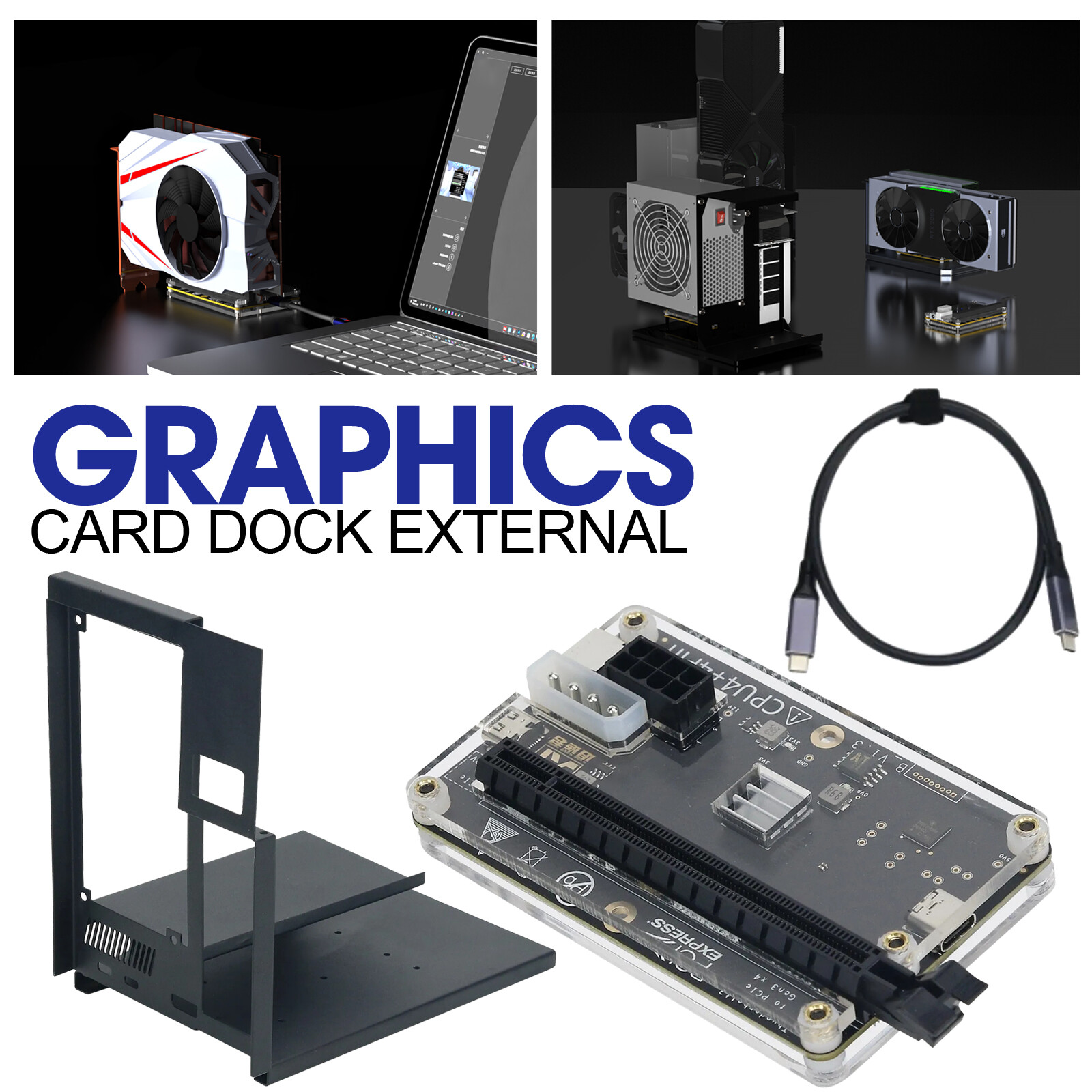 Graphics Card Dock External GPU Dock +60cm/23.6" USB4 Data Cable Durable for ATX