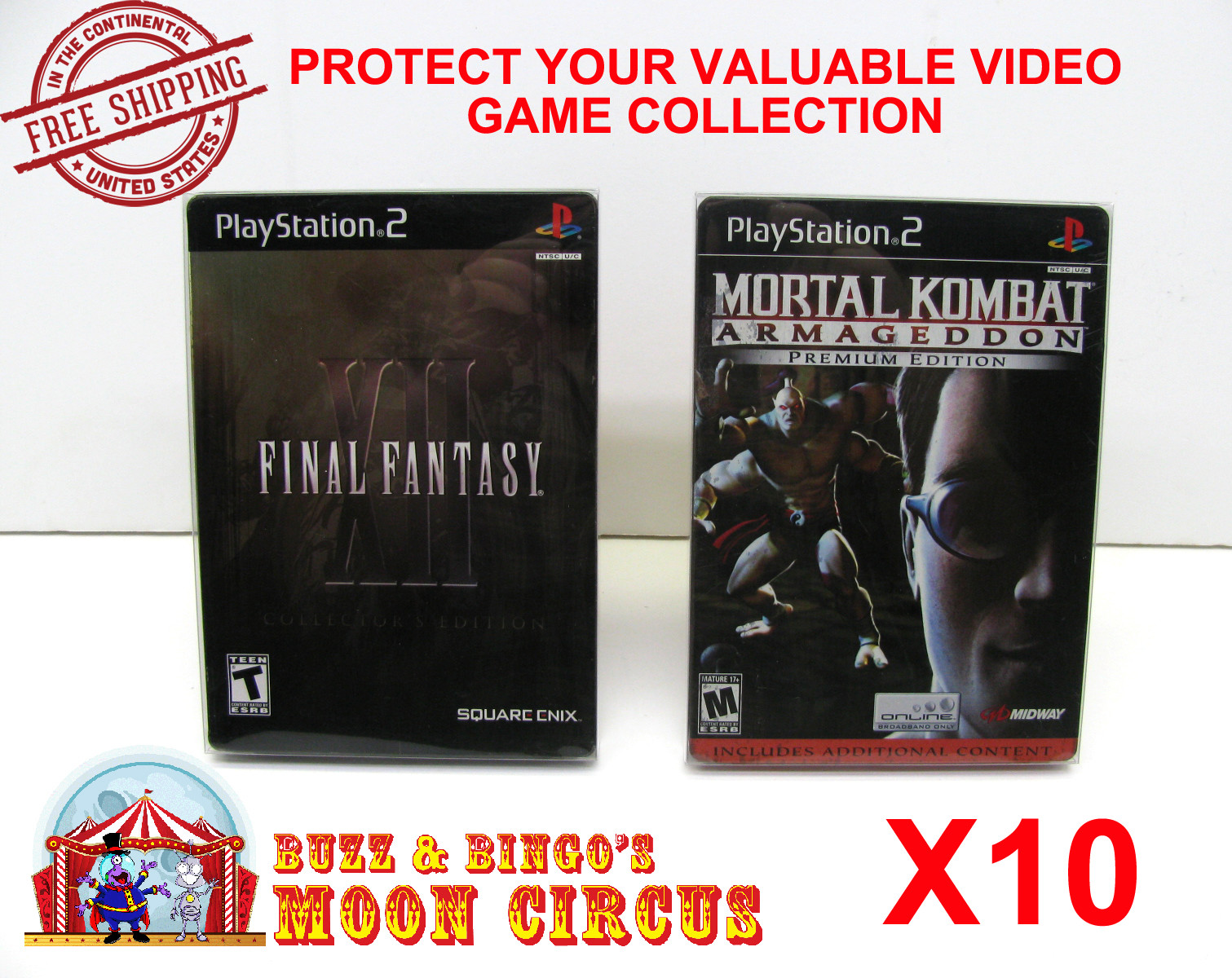 10X SONY PLAYSTATION PS2 DVD STEELBOOK CIB GAME CLEAR PROTECTIVE BOX PROTECTORS