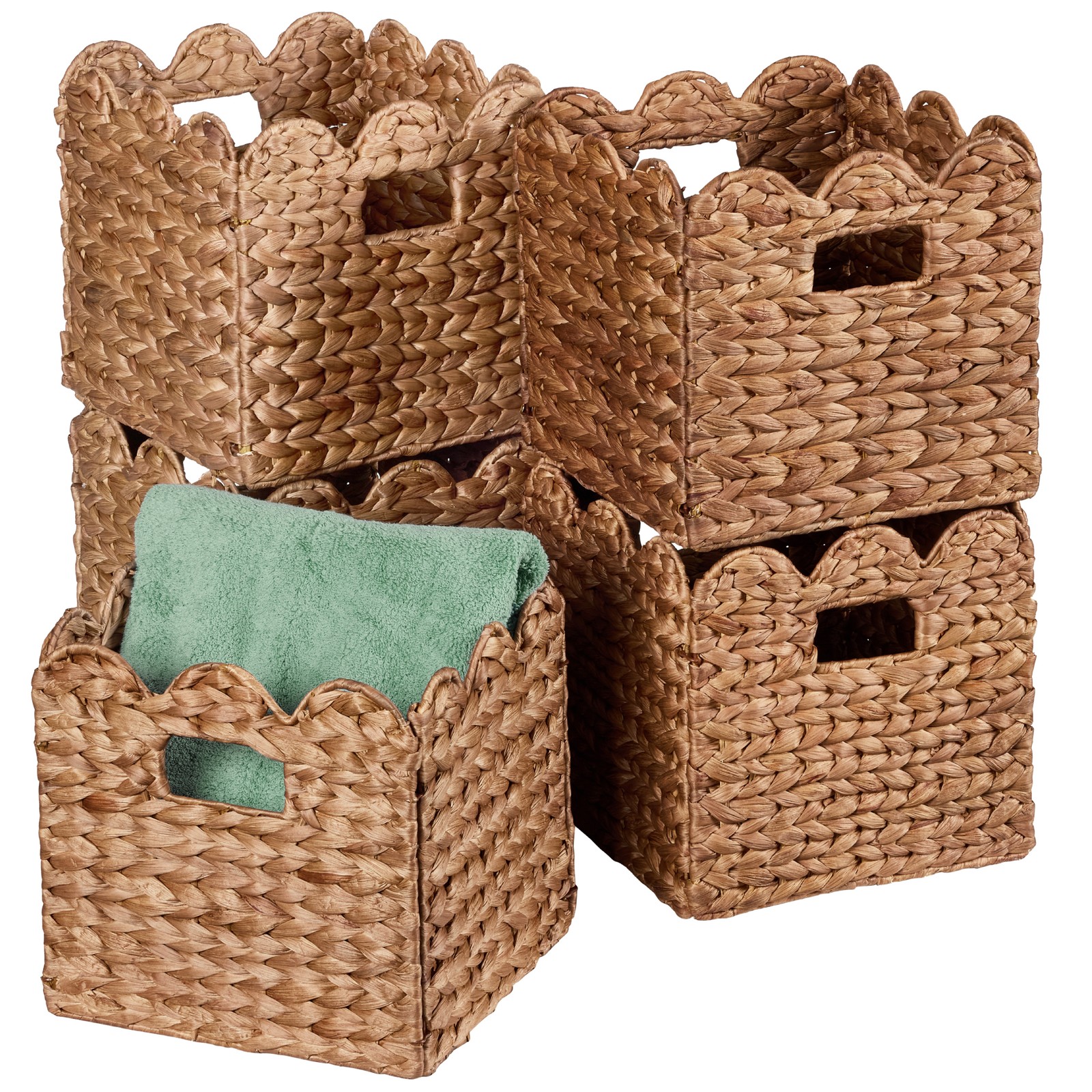 Best Choice Products Scalloped 10.5 x Hyacinth Storage Basket 10.5in, Set of 5