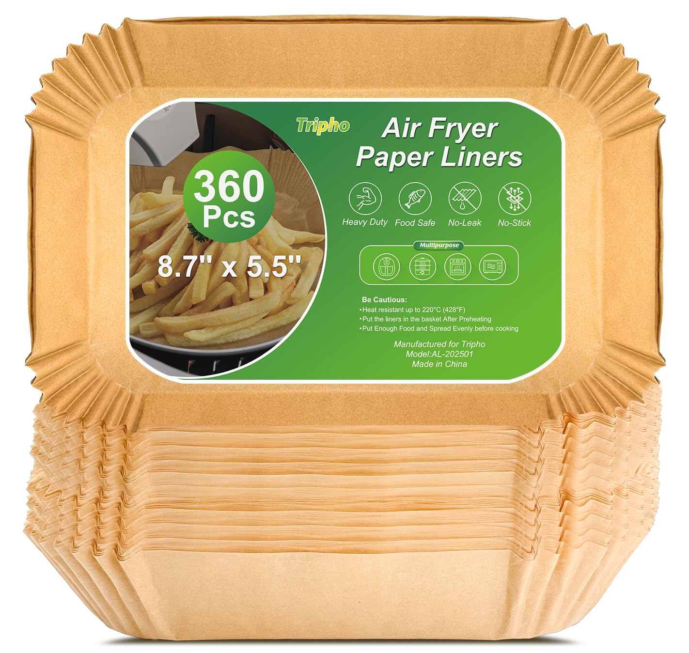 Tripho 360 Pcs 8.7 X 5.5 Unbleached Heavy Duty Air Fryer Paper Liners