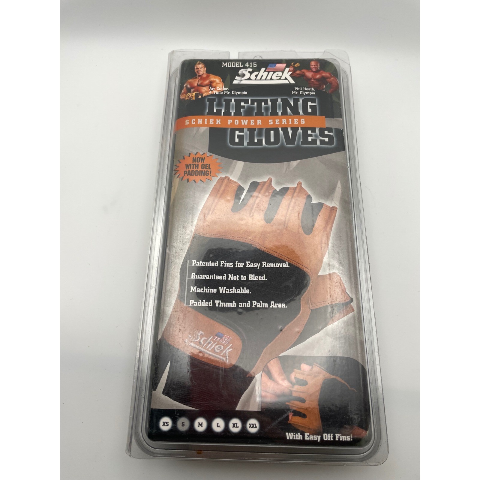 Schiek Model 415 Power Series Lifting Gloves Tan Black Small Gel Padded Fins