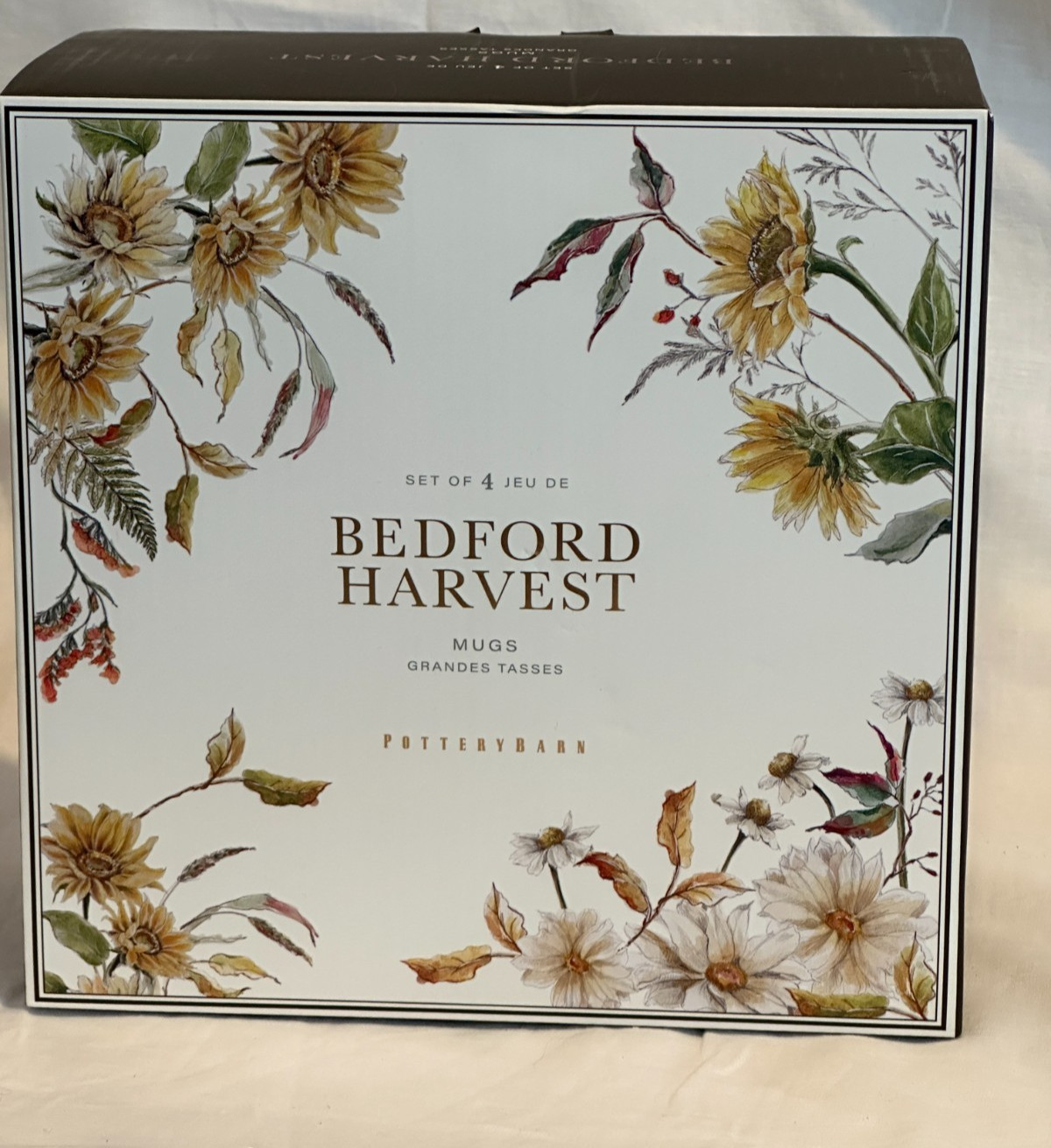Pottery Barn Set/4 Bedford Harvest Mug 14oz Stoneware Thanksgiving NEW SOLD OUT