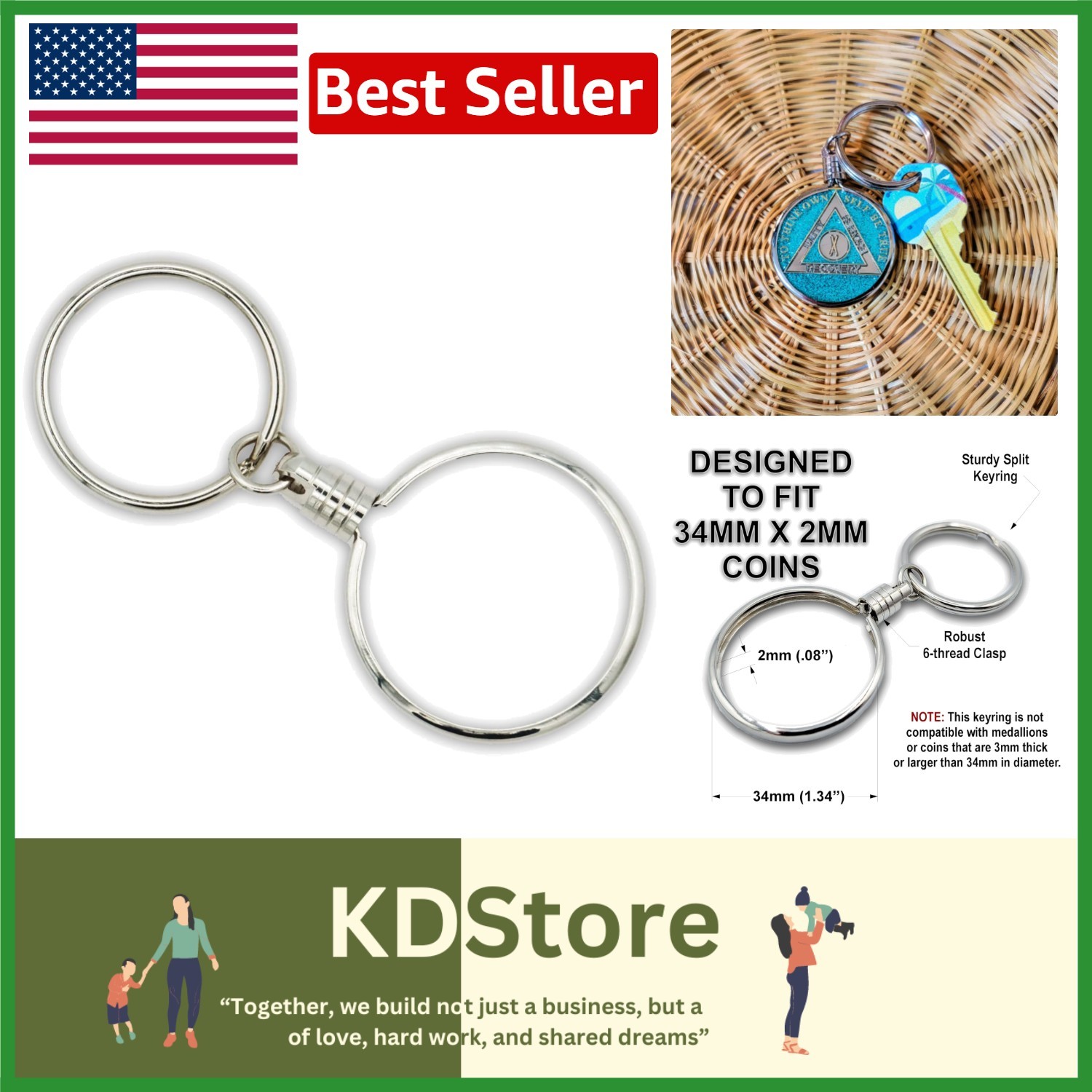 Secure AA Coin Holder Keychain – Durable & Easy to Use