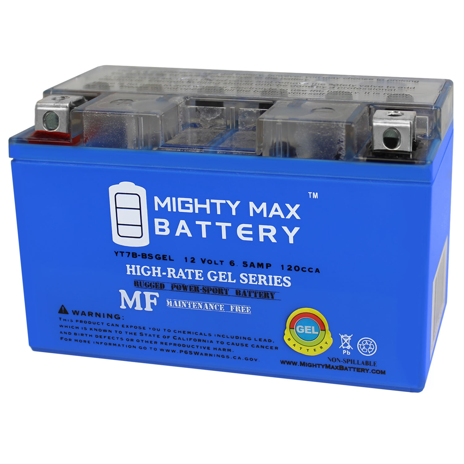 Mighty Max YT7B-BS GEL 12V 6.5AH Replacement Battery for Suzuki DRZ400SM 2007