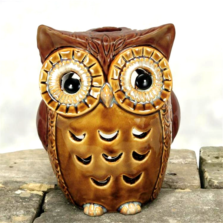 OWL. Candle Holder Owl  Hand Glased Porcelain  Coyne's Natures Garden Tea Light