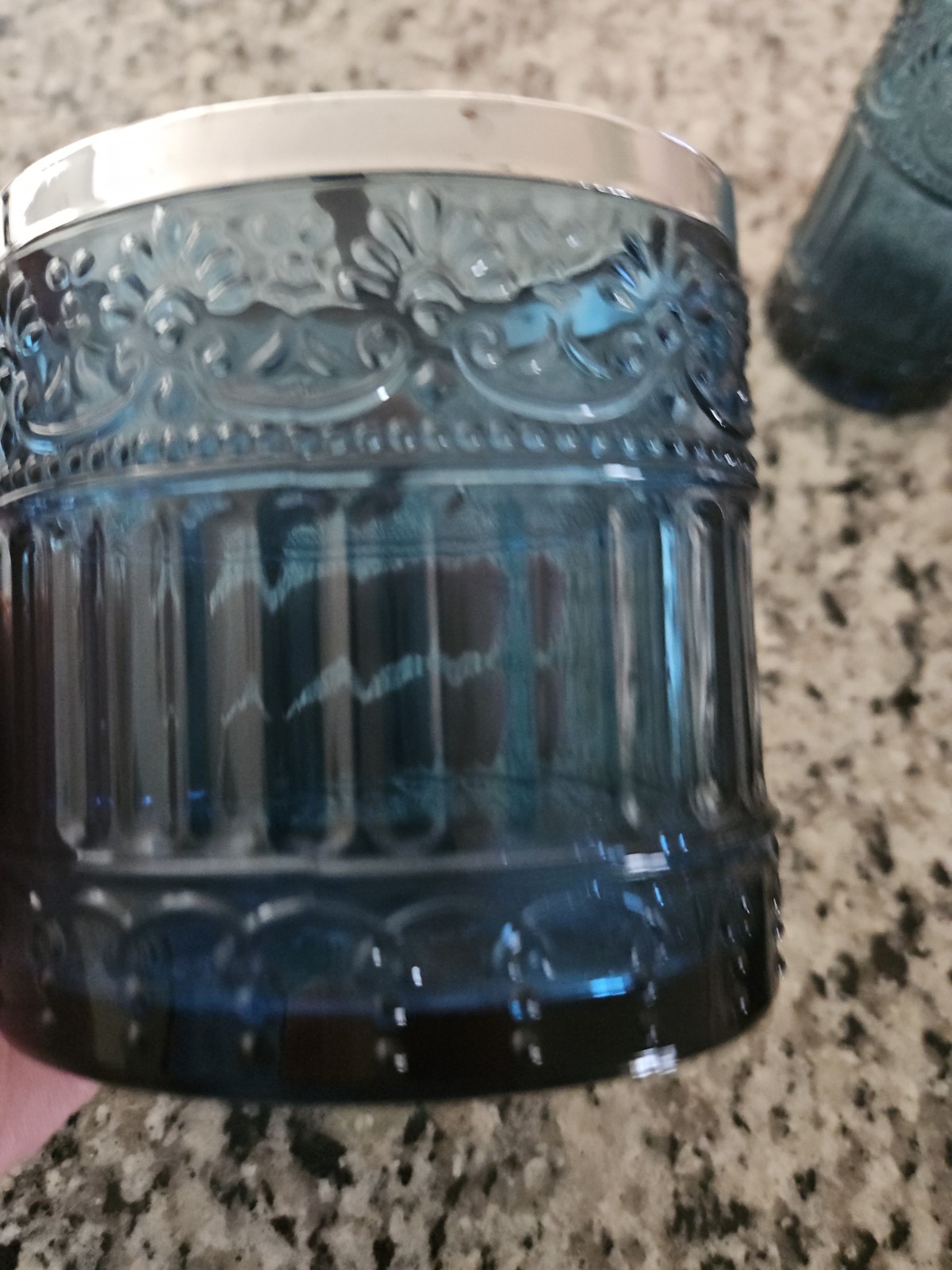 New 3pc Blue Glass Bathroom Set